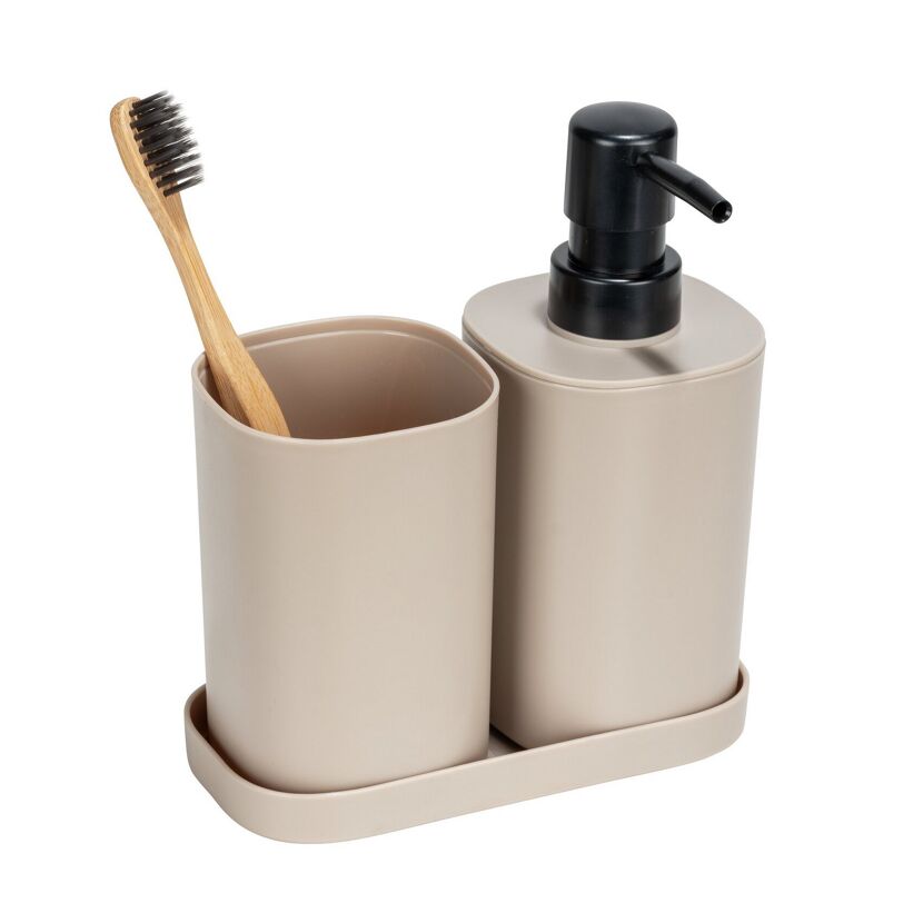Bad-Accessoires-Set 'Fano' beige eckig 3-teilig