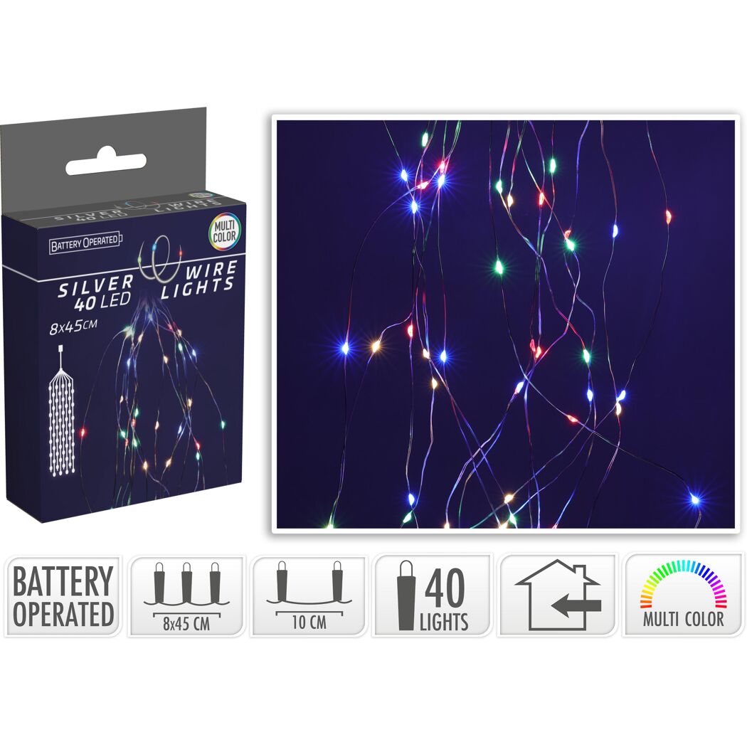 LED-Draht-Lichterkette bunt 40 LED