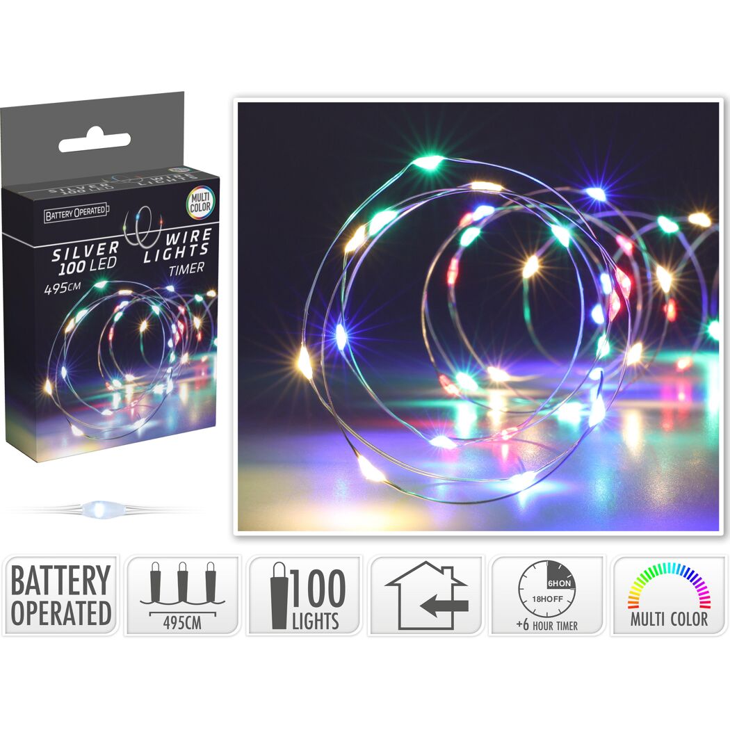 LED-Draht-Lichterkette bunt 100 LED