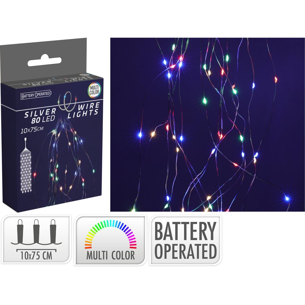 LED-Draht-Lichterkette bunt 80 LED