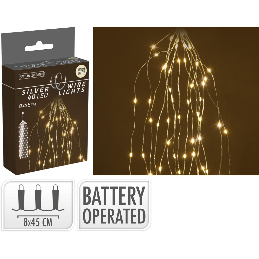 LED-Draht-Lichterkette warmweiß 40 LED