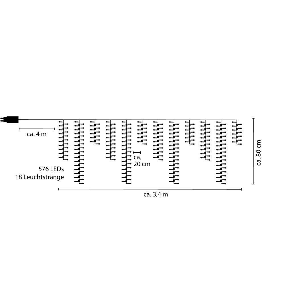 LED-Lichtervorhang Eisregen 576 LEDs 340 cm
