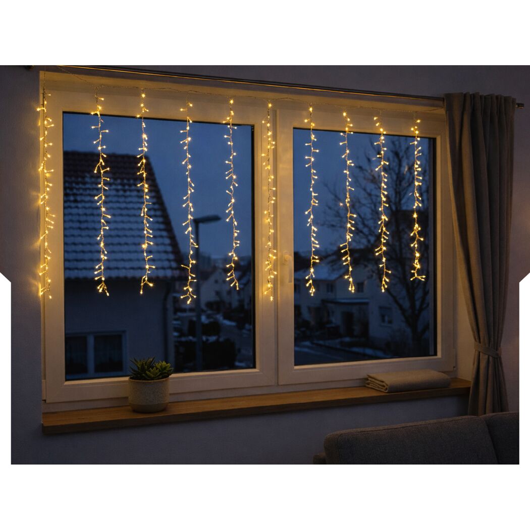 LED-Lichtervorhang Eisregen 768 LEDs 16 Leuchtstränge