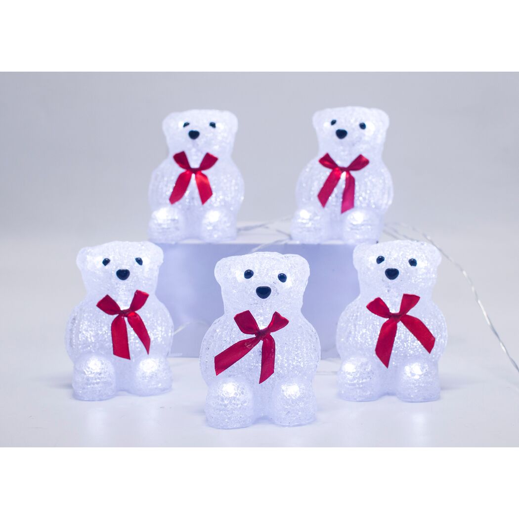 LED-Eisbären 40 LEDs 12 cm 5 Stück
