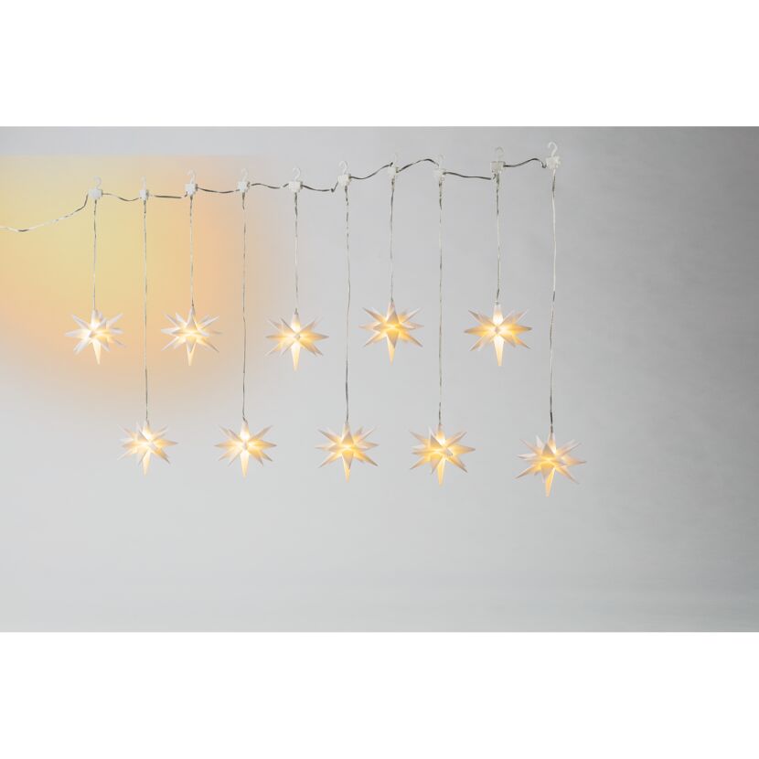 LED-Lichtervorhang Sterne mit 10 LED weiß 135 cm