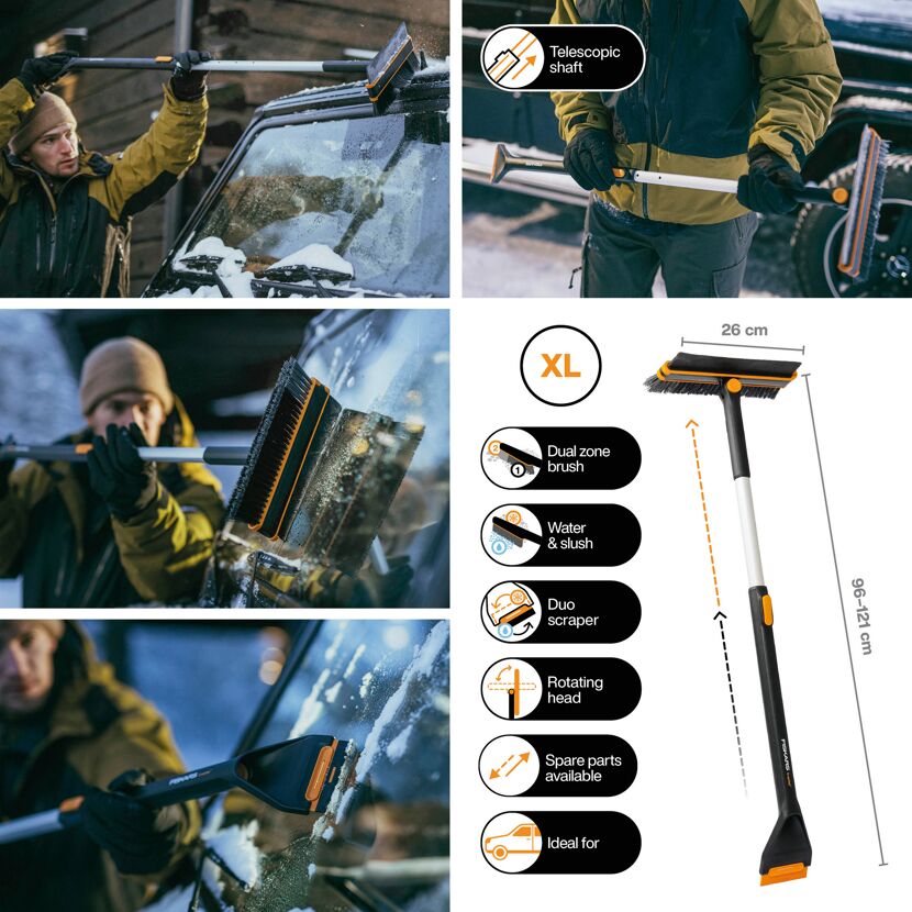 Schneebürste und Eiskratzer 'X-Series' teleskopierbar rotierend