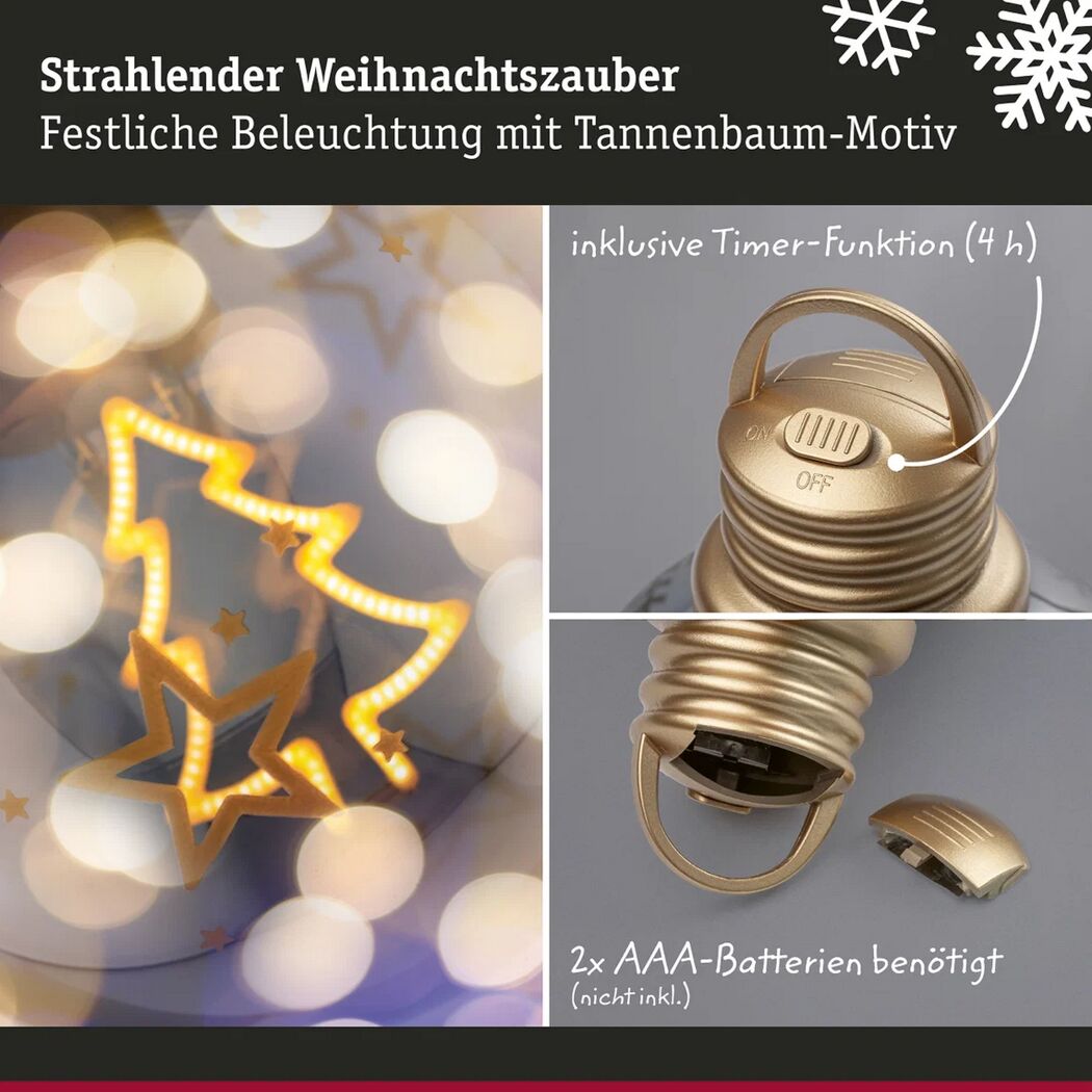 LED-Weihnachtskugel 'Tannenbaum' goldfarben Ø 10 cm