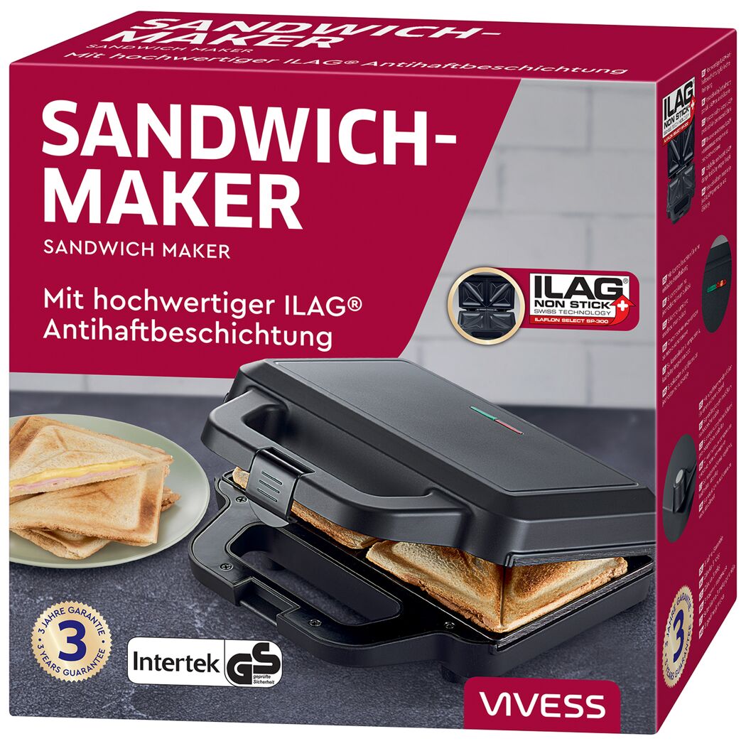 Sandwichmaker schwarz 780 W
