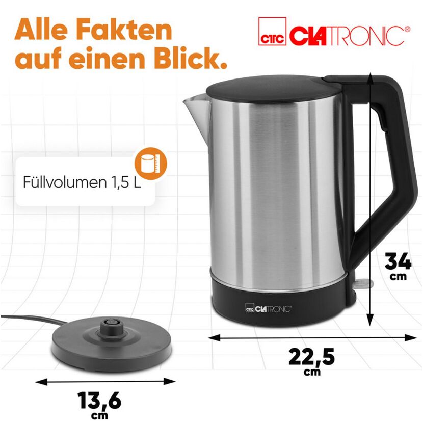 Wasserkocher 'WKS 3692' schwarz/edelstahl 2200 W