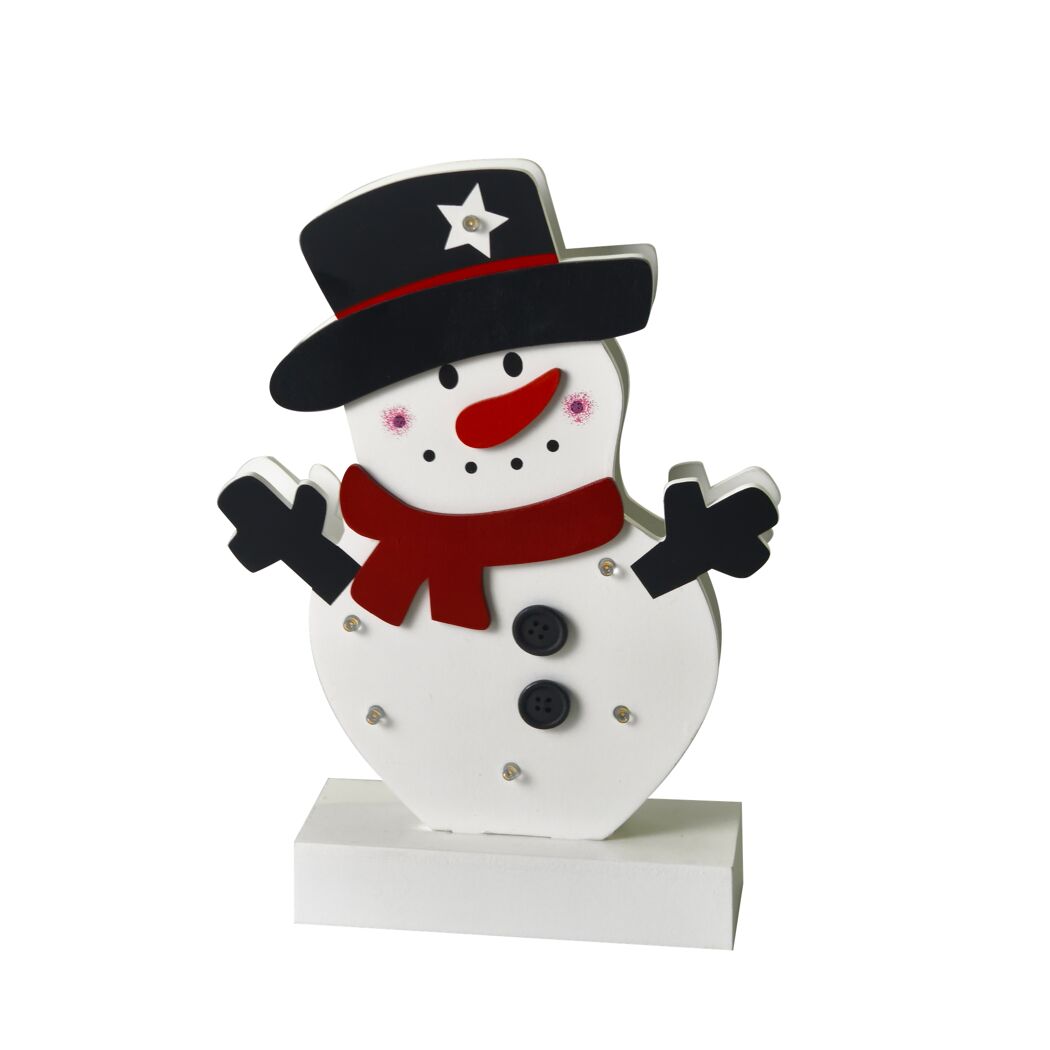 LED-Holz Schneemann 6 LEDs 26 cm