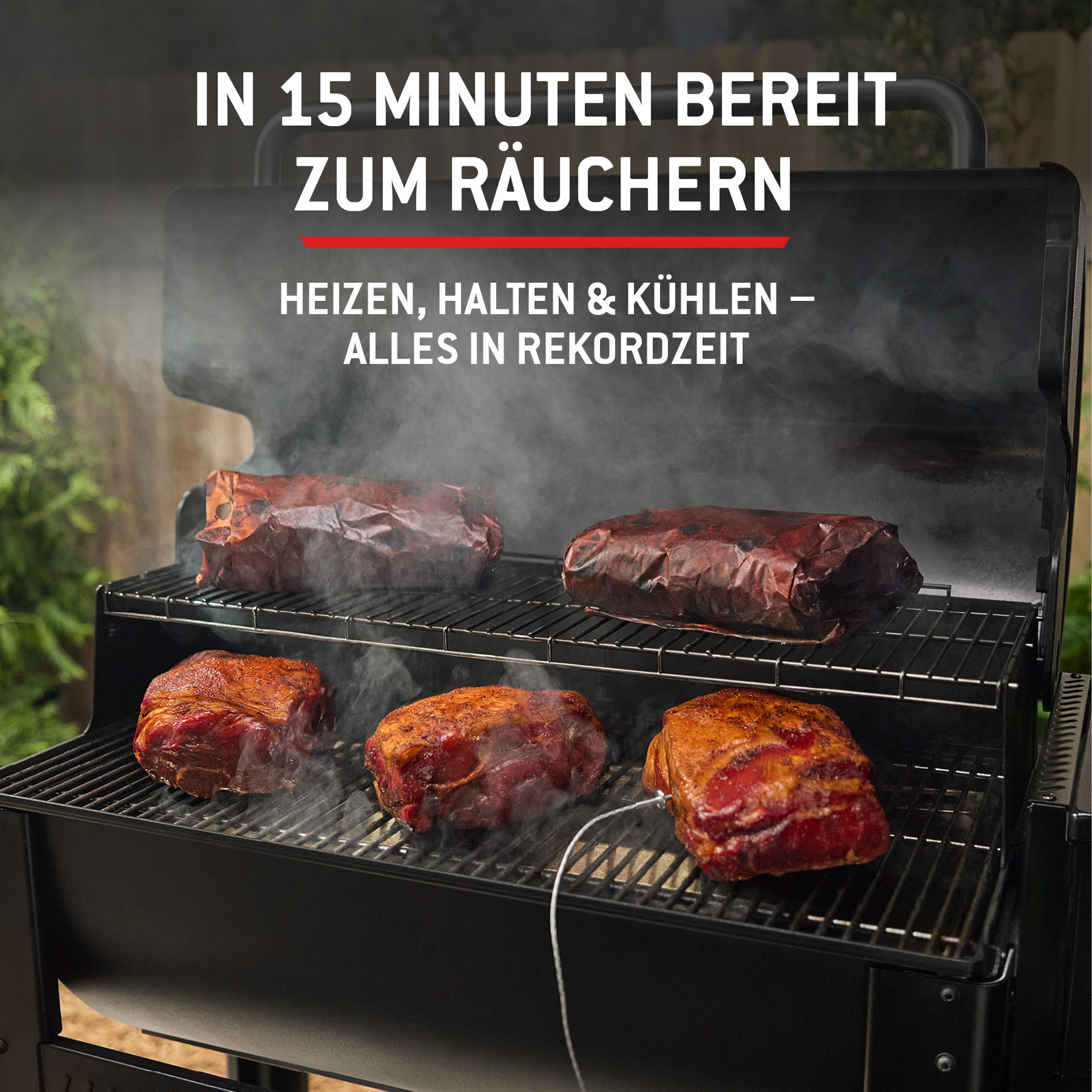 Holzpelletgrill 'Smoque' schwarz 95 x 69 x 52 cm
