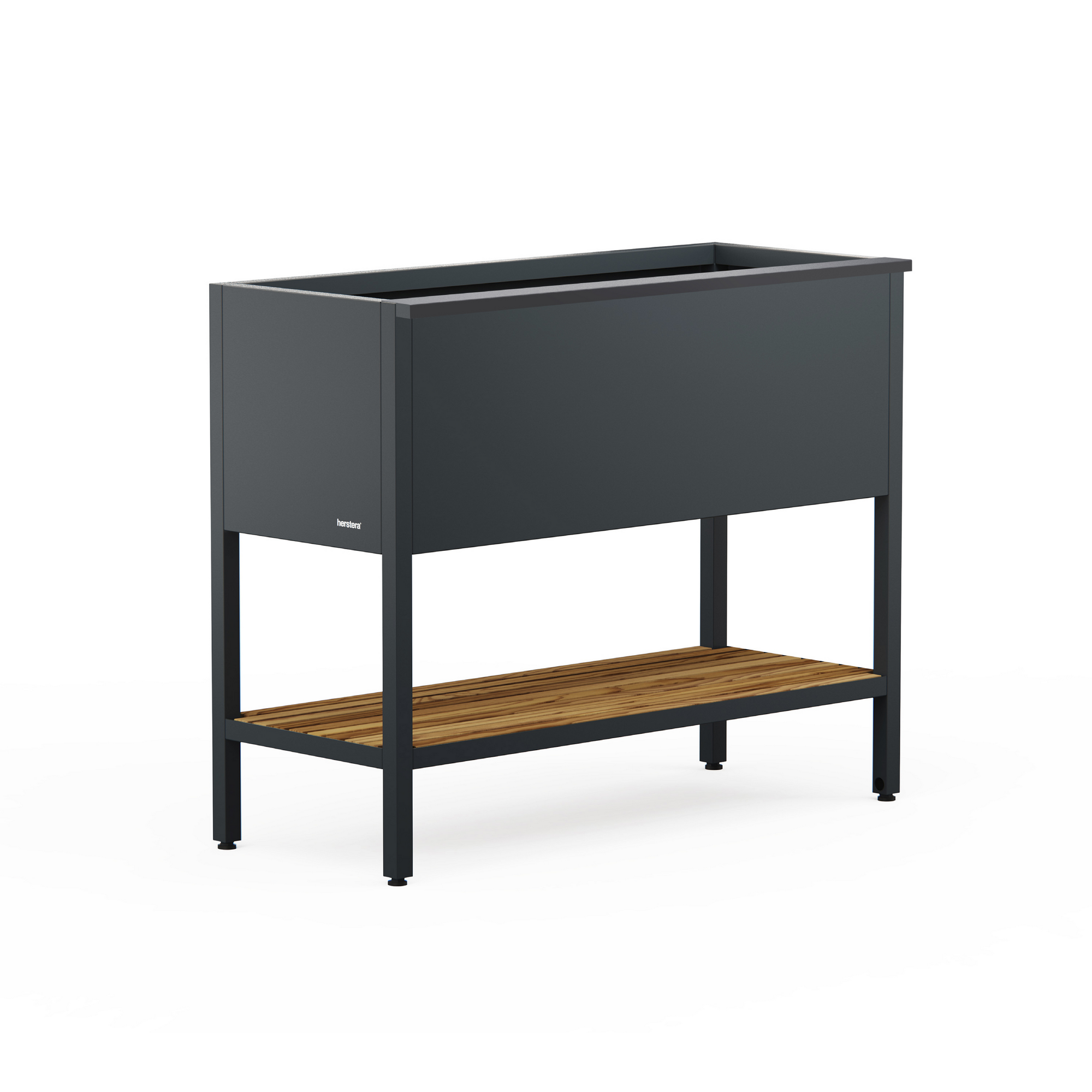 Hochbeet 'Deco' Stahl anthrazit/Holzoptik mit Beleuchtung 100 x 40 x 80 cm