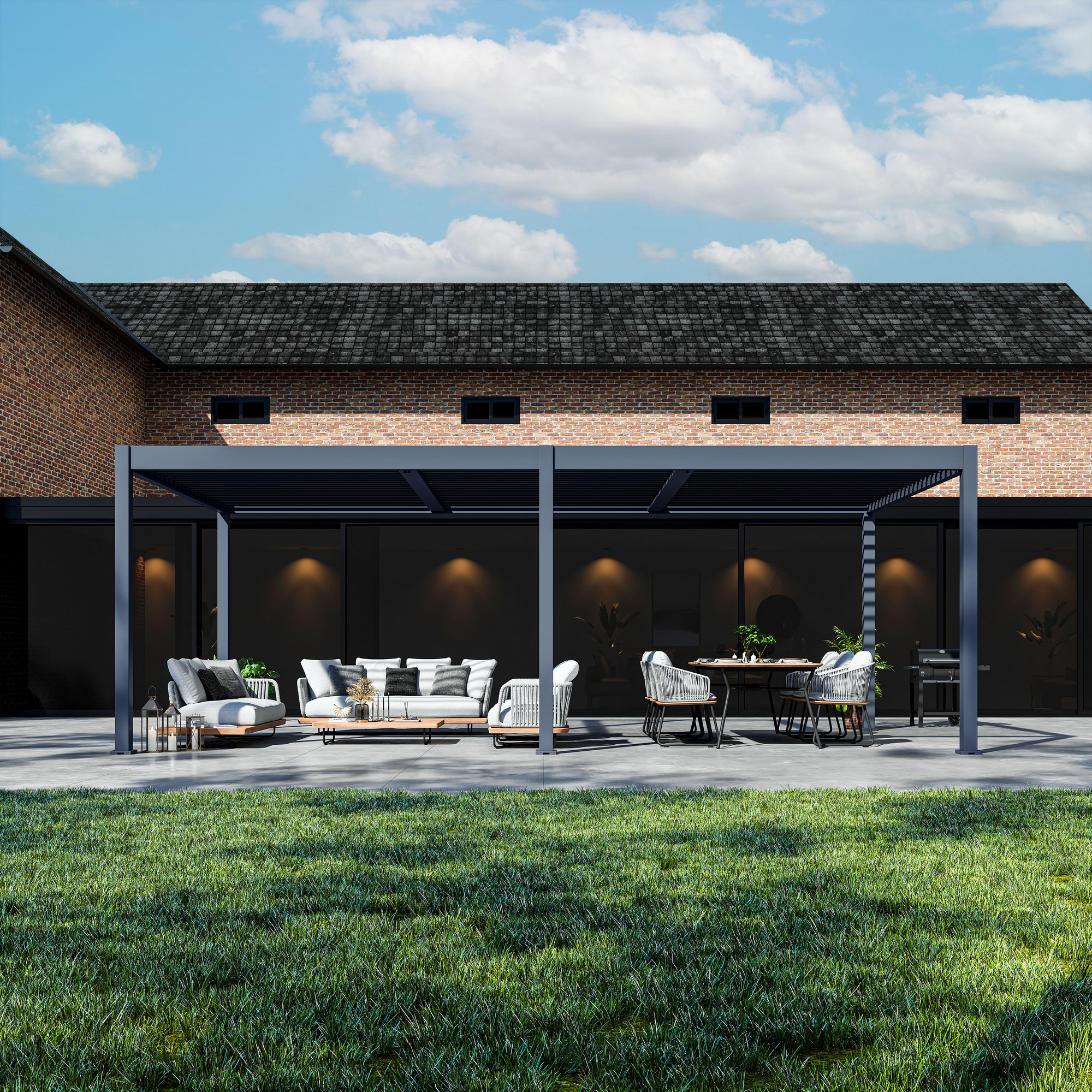 Pergola 'Grand Tuscan 1224' anthrazit 715 x 363 x 256 cm, mit verstellbare Lamellen