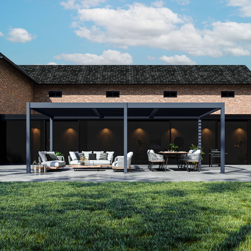Pergola 'Grand Tuscan 1224' anthrazit 715 x 363 x 256 cm, mit verstellbare Lamellen