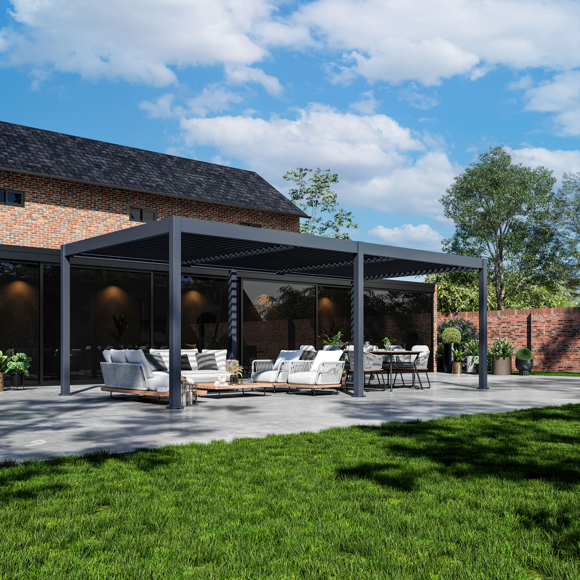 Pergola 'Grand Tuscan 1224' anthrazit 715 x 363 x 256 cm, mit verstellbare Lamellen