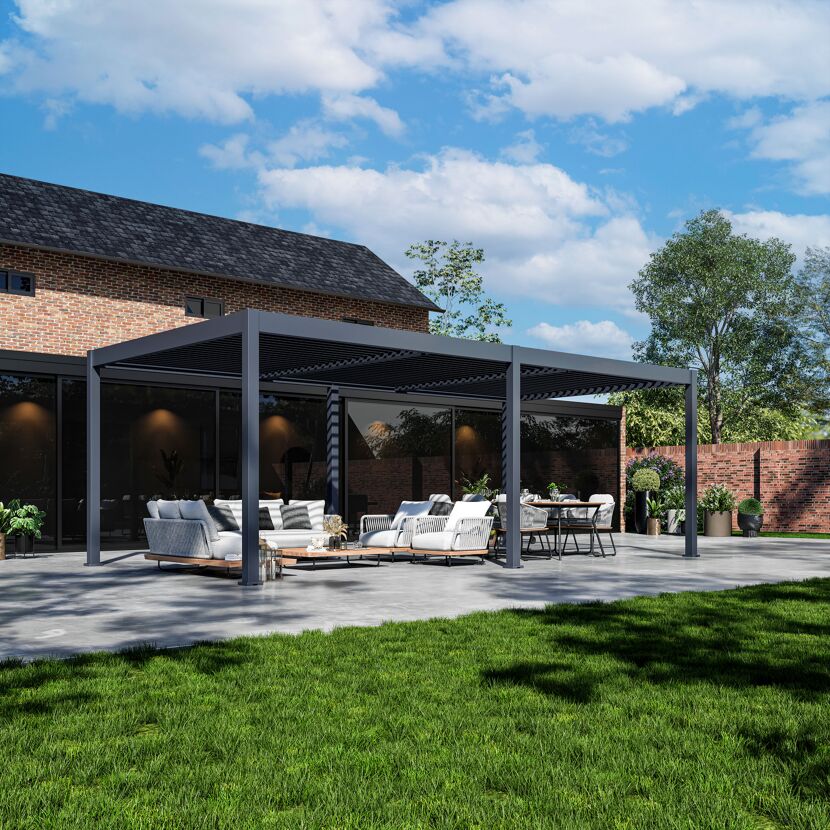 Pergola 'Grand Tuscan 1224' anthrazit 715 x 363 x 256 cm, mit verstellbare Lamellen