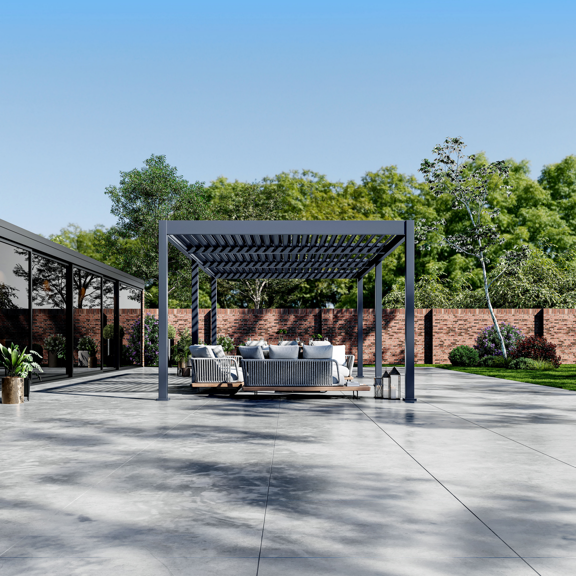 Pergola 'Grand Tuscan 1224' anthrazit 715 x 363 x 256 cm, mit verstellbare Lamellen