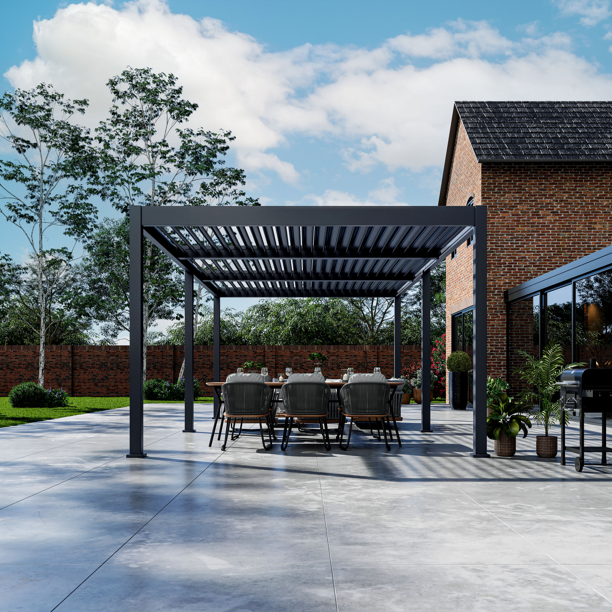 Pergola 'Grand Tuscan 1224' anthrazit 715 x 363 x 256 cm, mit verstellbare Lamellen