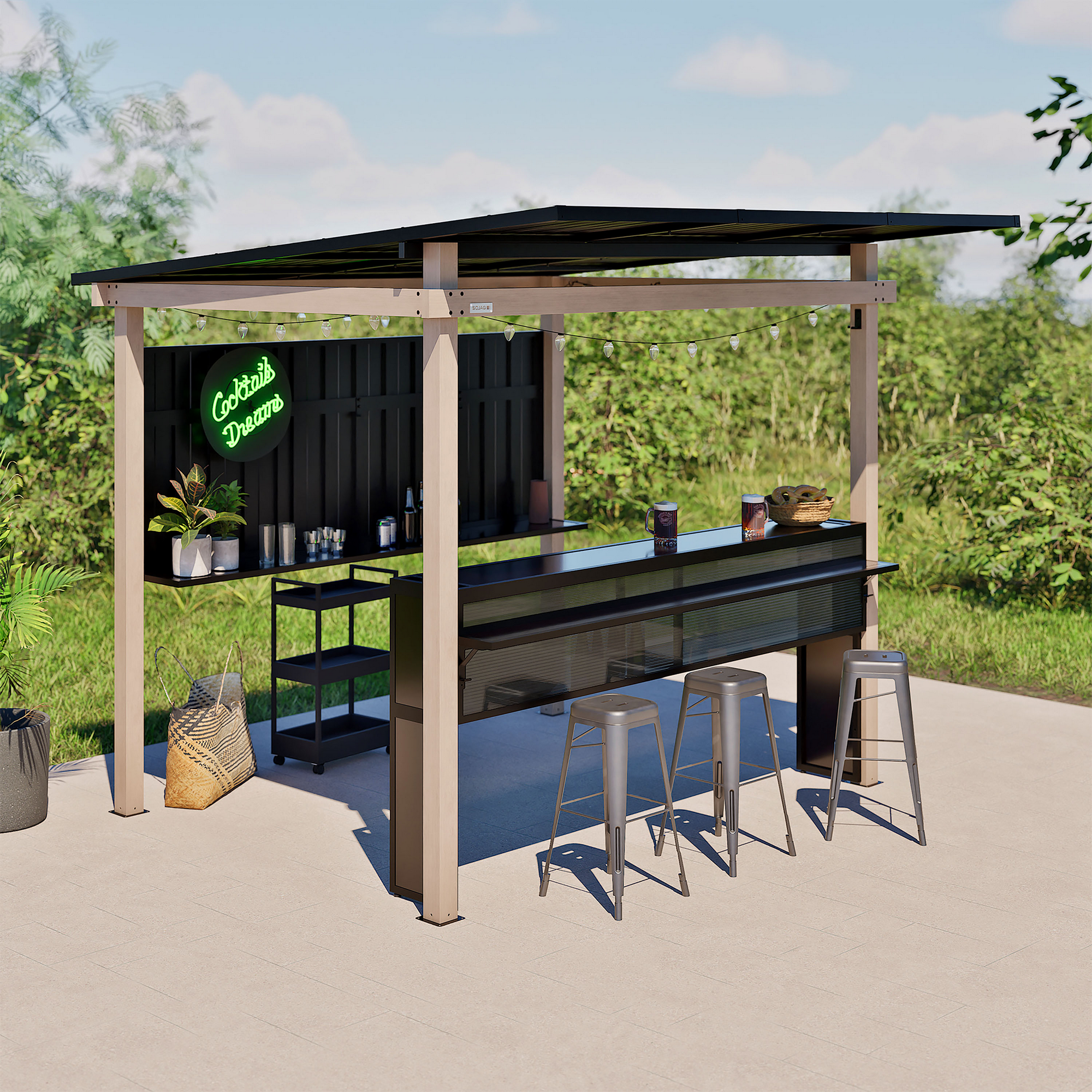 Outdoorbar 'Munich' schwarz/grau 258 x 260 x 230 cm