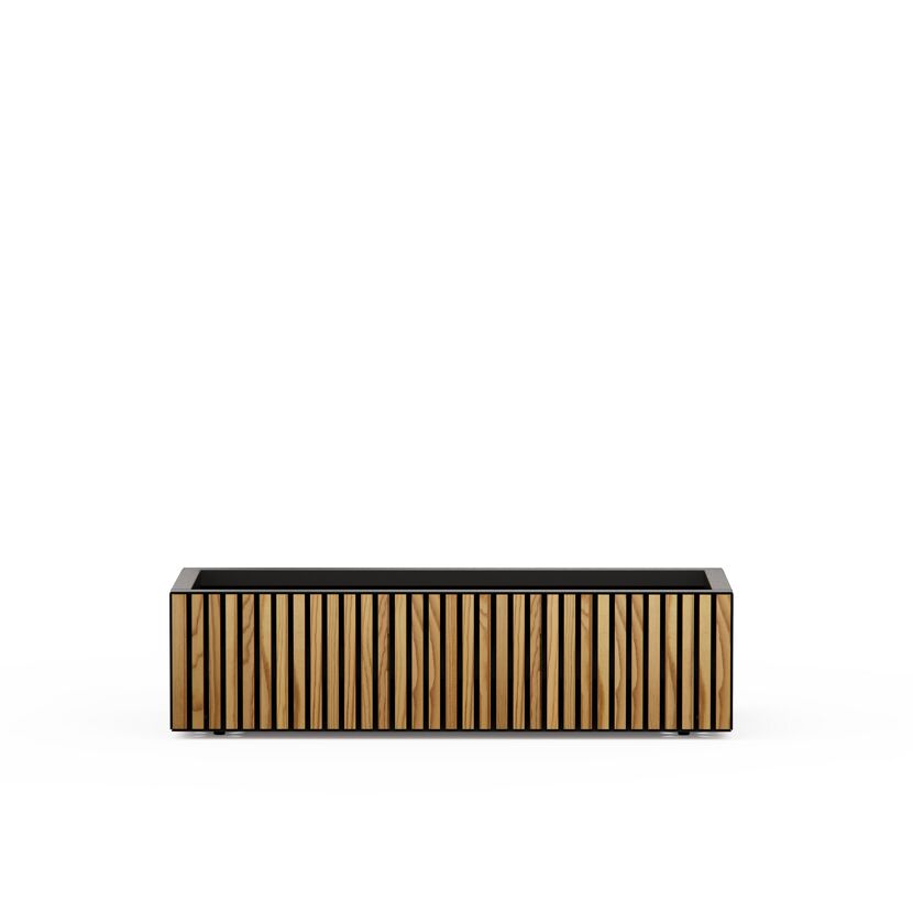 Pflanzkübel 'Deco Planter Xic Wood M' schwarz/naturfarben 100 x 32 x 40 cm
