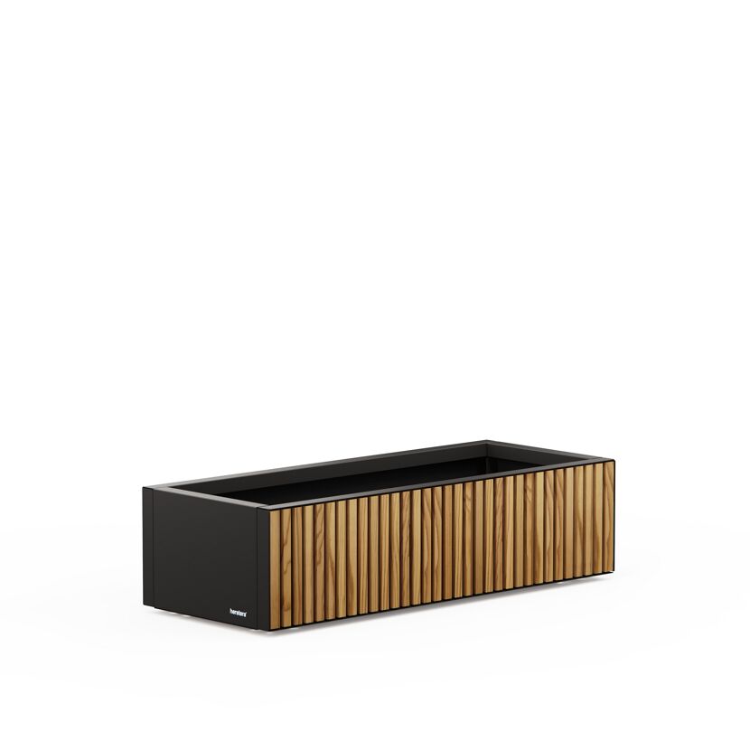 Pflanzkübel 'Deco Planter Xic Wood M' schwarz/naturfarben 100 x 32 x 40 cm