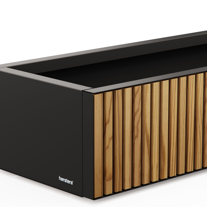 Pflanzkübel 'Deco Planter Xic Wood M' schwarz/naturfarben 100 x 32 x 40 cm