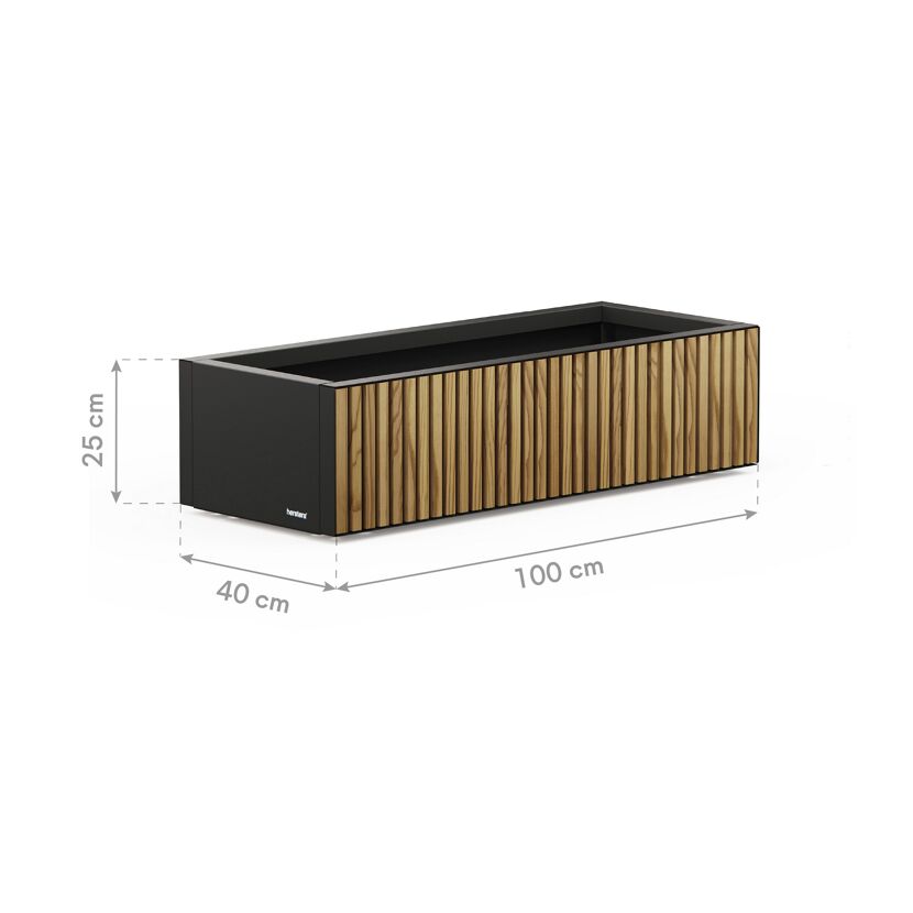 Pflanzkübel 'Deco Planter Xic Wood M' schwarz/naturfarben 100 x 32 x 40 cm