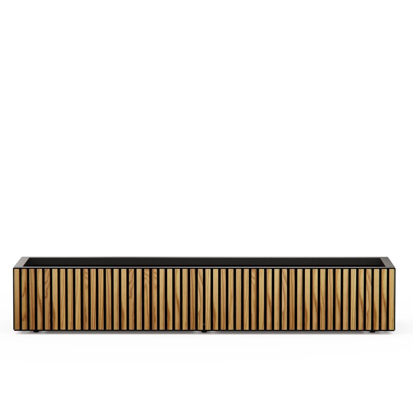 Pflanzkübel 'Deco Planter Xic Wood L' schwarz/naturfarben 150 x 32 x 40 cm