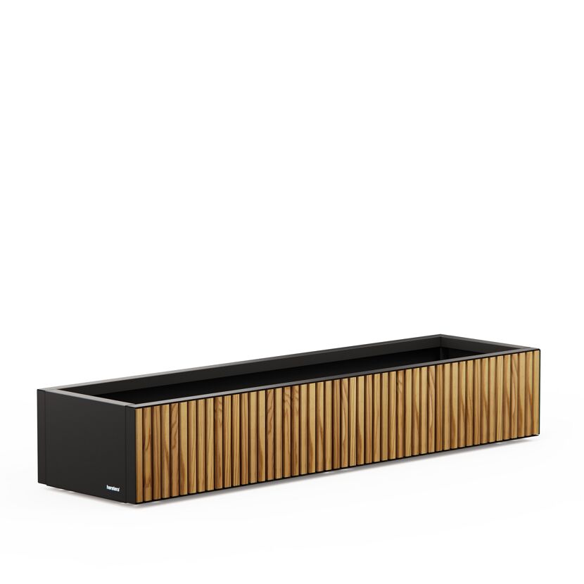 Pflanzkübel 'Deco Planter Xic Wood L' schwarz/naturfarben 150 x 32 x 40 cm