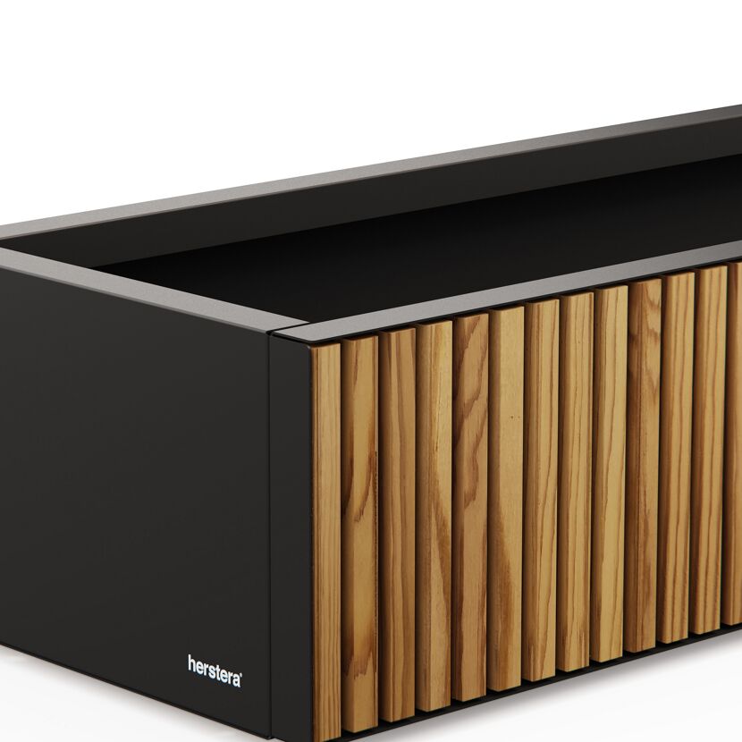 Pflanzkübel 'Deco Planter Xic Wood L' schwarz/naturfarben 150 x 32 x 40 cm