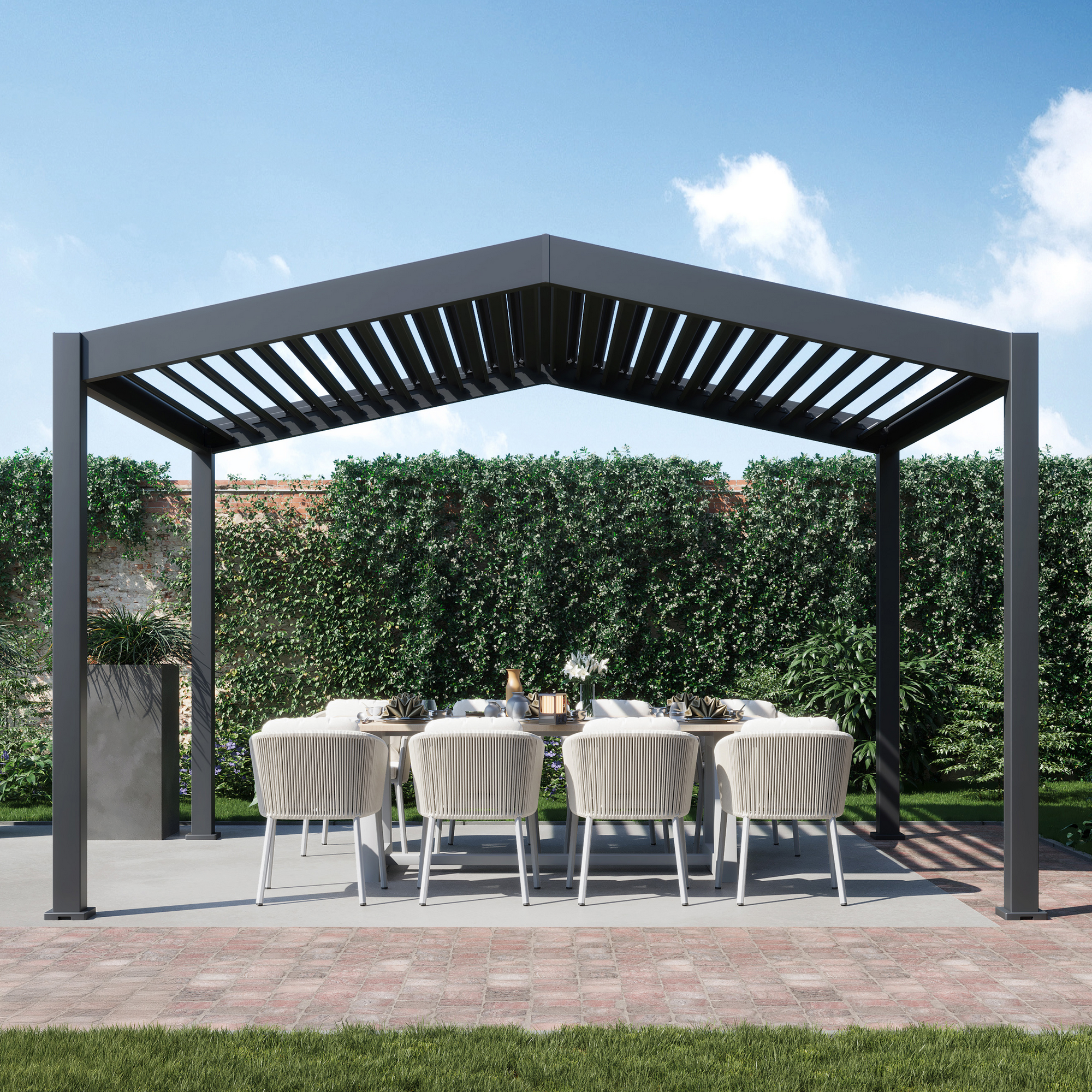 Pergola 'Icon 1013' anthrazit 413 x 363 x 283 cm, mit verstellbare Lamellen