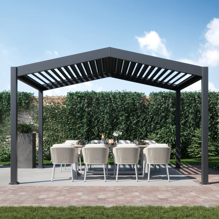 Pergola 'Icon 1013' anthrazit 413 x 363 x 283 cm, mit verstellbare Lamellen