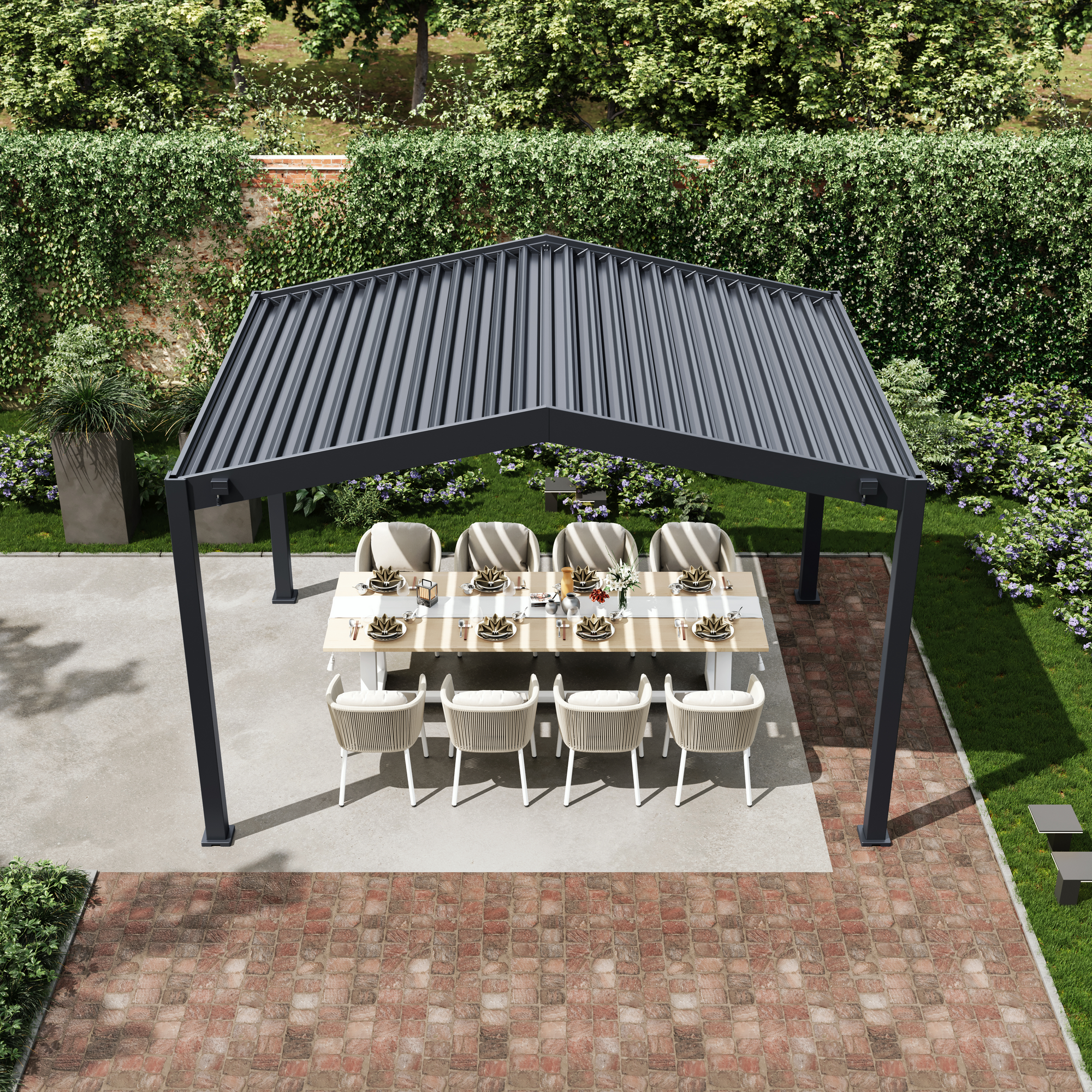 Pergola 'Icon 1013' anthrazit 413 x 363 x 283 cm, mit verstellbare Lamellen