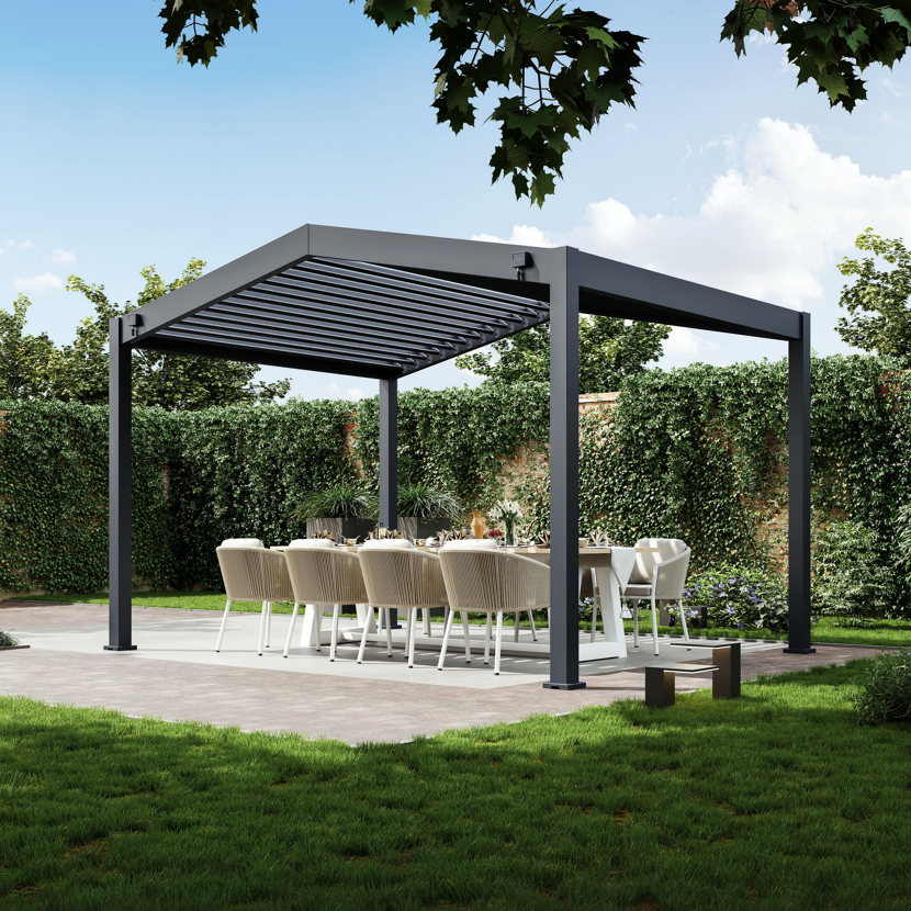Pergola 'Icon 1013' anthrazit 413 x 363 x 283 cm, mit verstellbare Lamellen