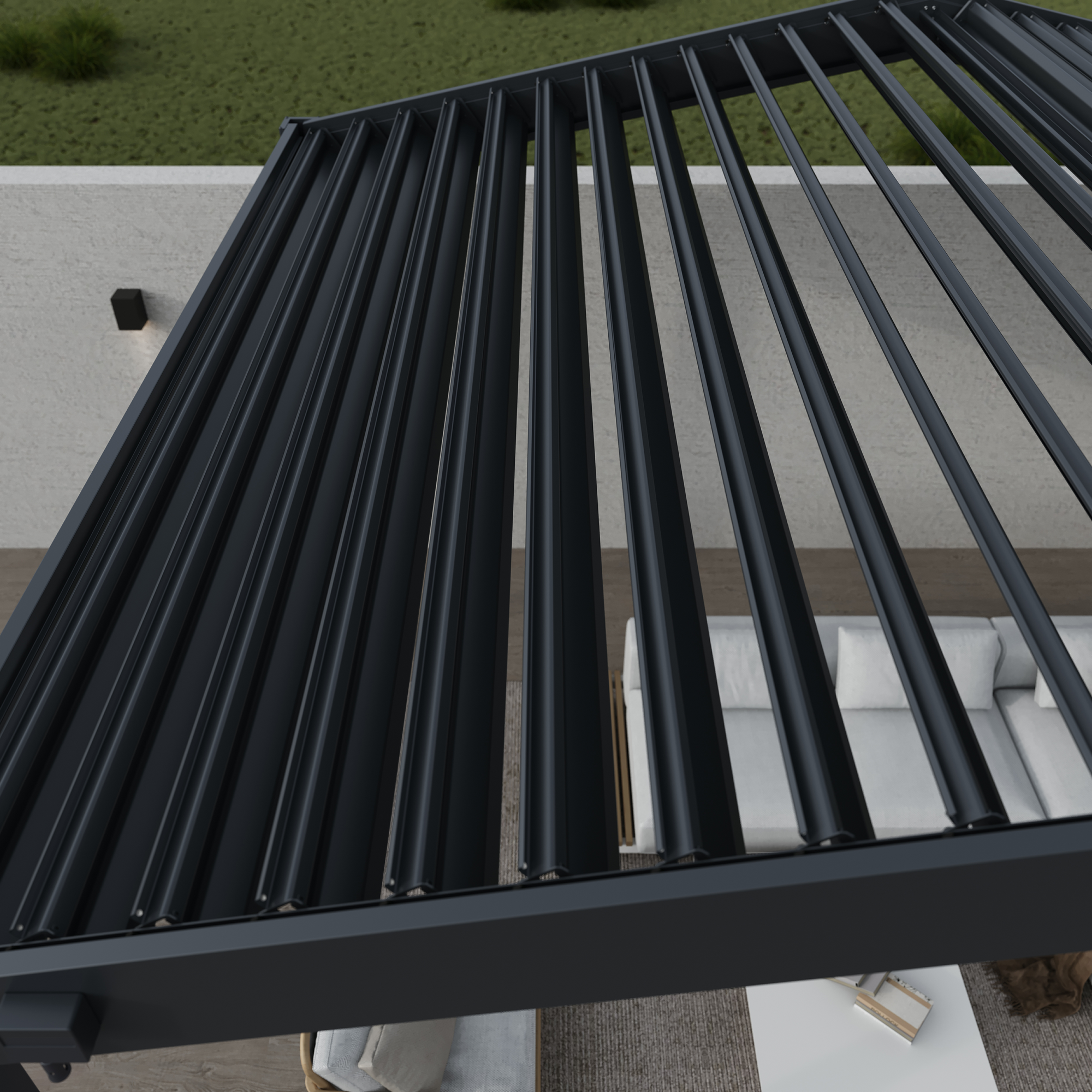 Pergola 'Icon 1013' anthrazit 413 x 363 x 283 cm, mit verstellbare Lamellen