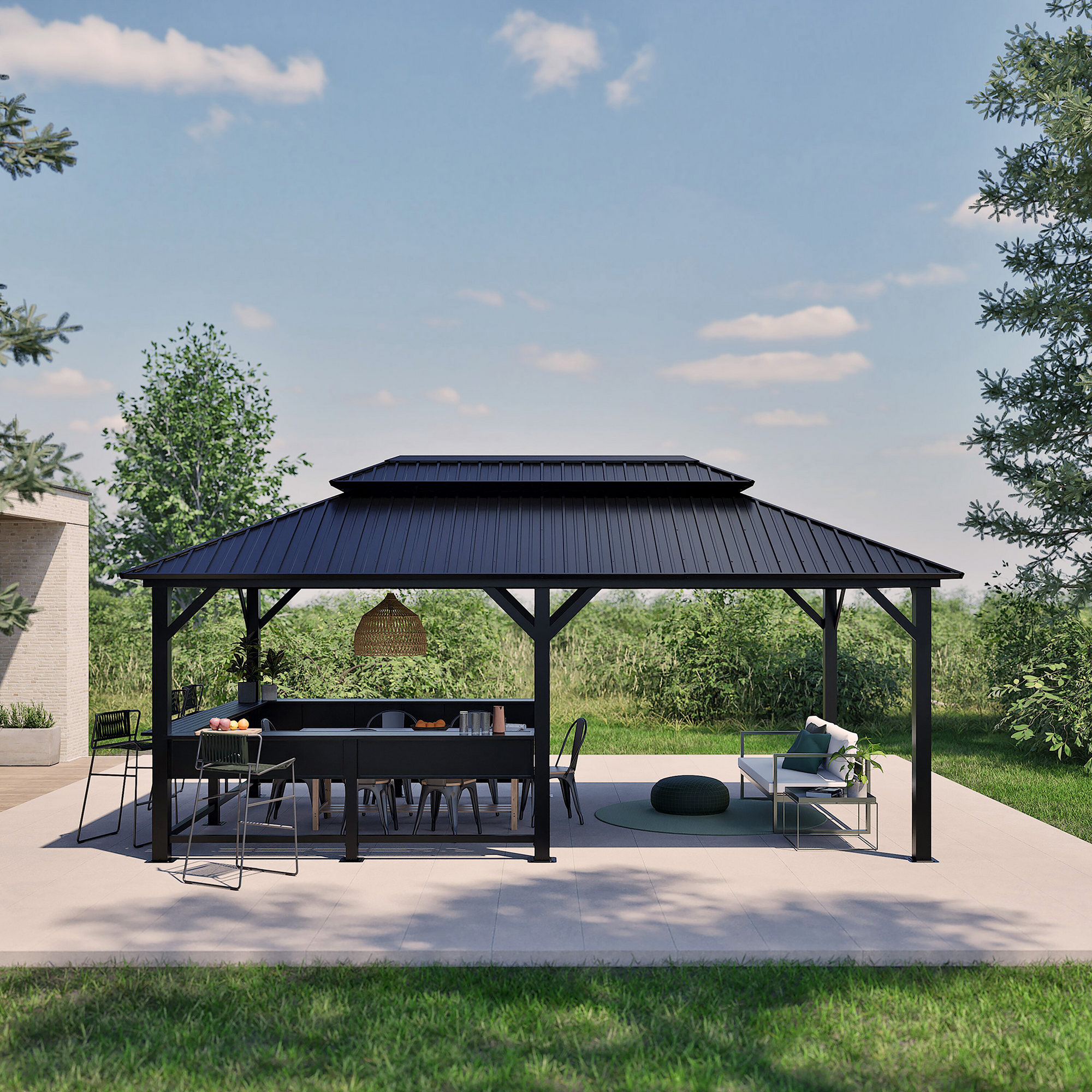Pavillon 'Bondi 1220' schwarz 570 x 335 x 307 cm