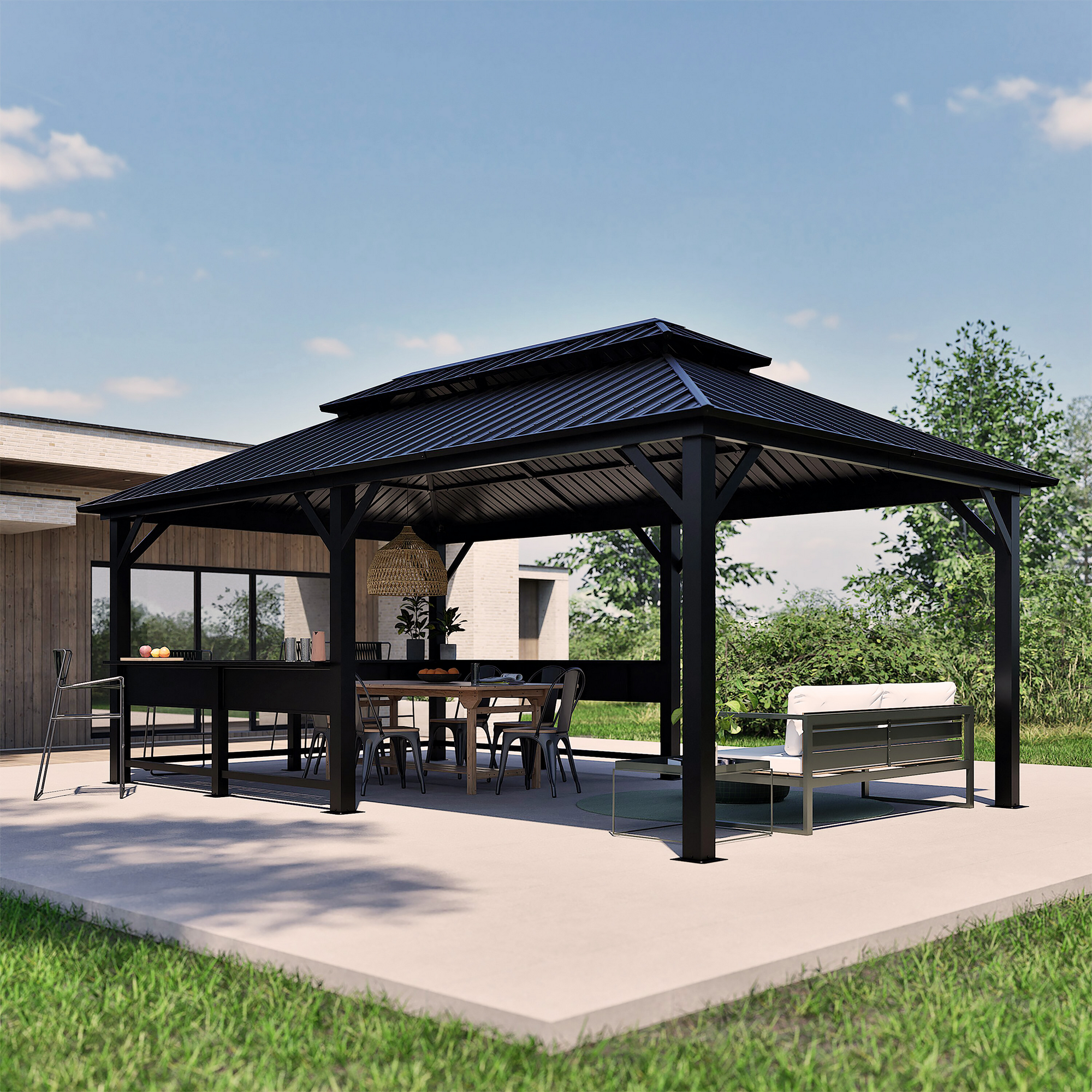 Pavillon 'Bondi 1220' schwarz 570 x 335 x 307 cm