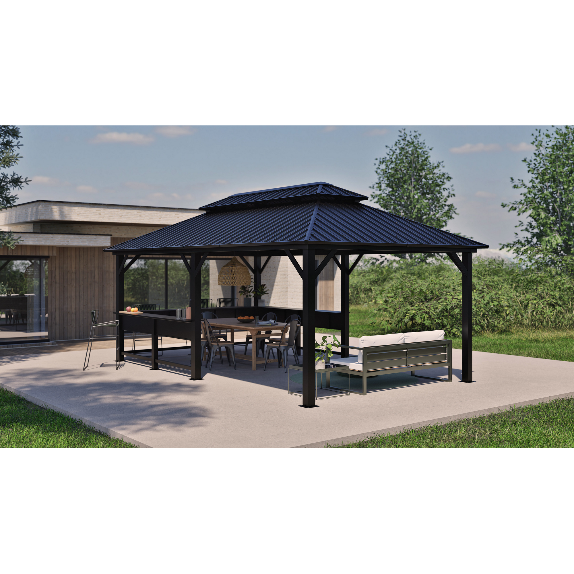 Pavillon 'Bondi 1220' schwarz 570 x 335 x 307 cm
