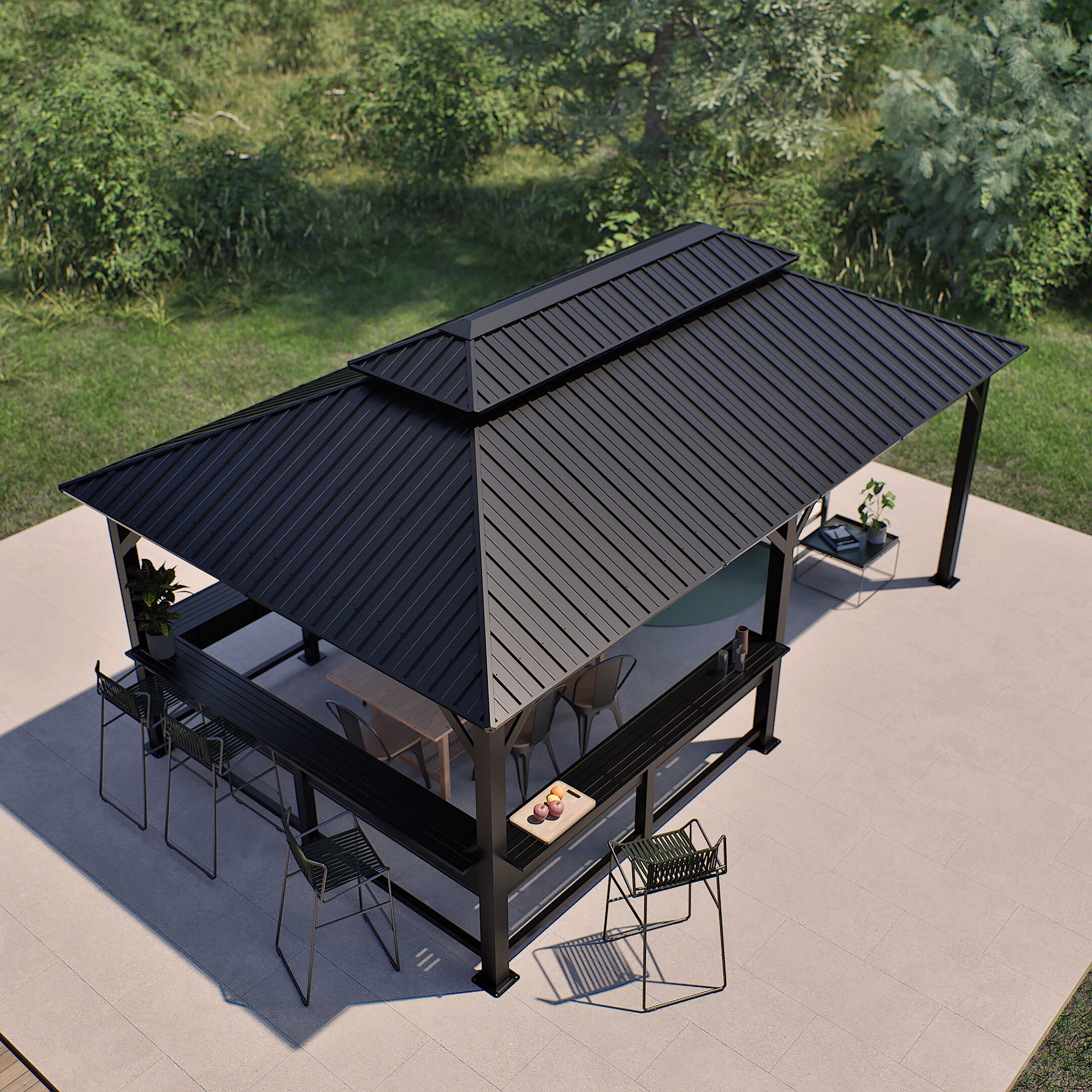 Pavillon 'Bondi 1220' schwarz 570 x 335 x 307 cm