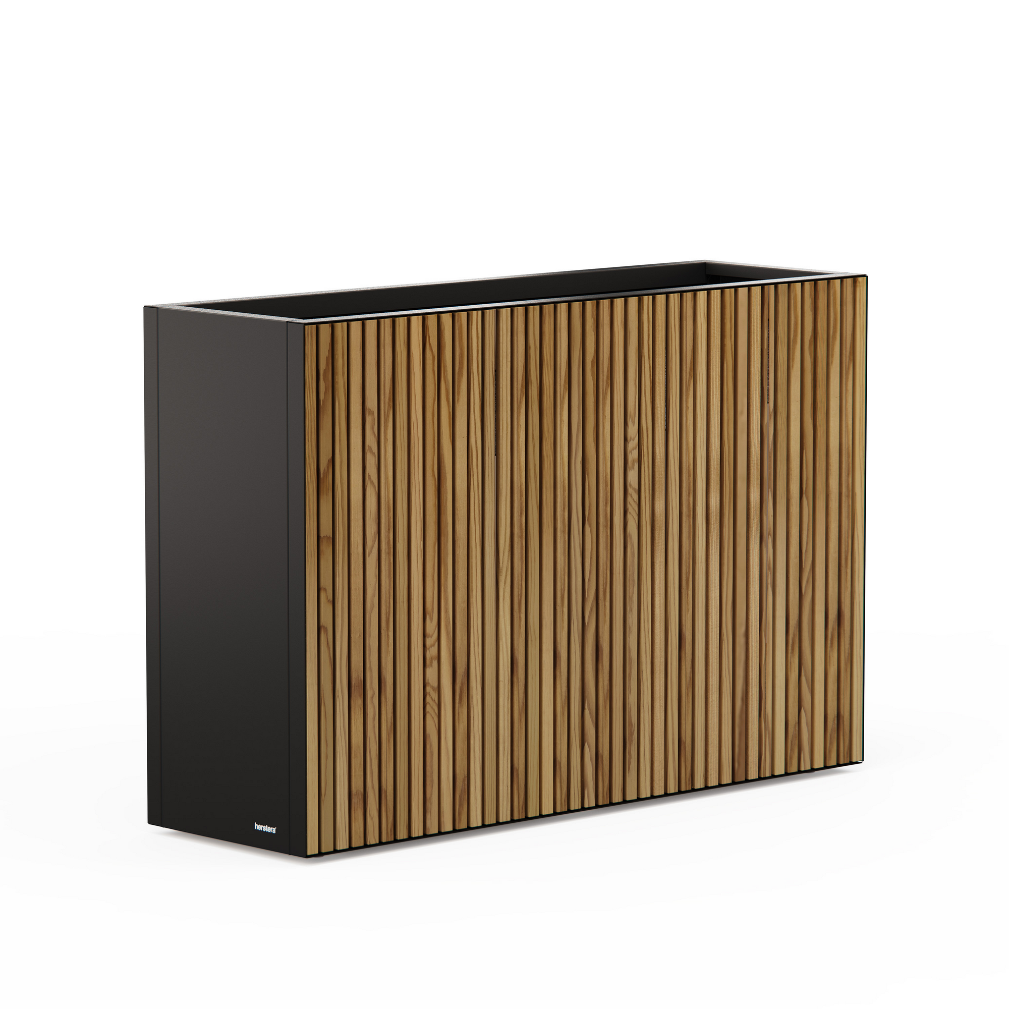 Pflanzkübel 'Deco Planter Divider L' schwarz/naturfarben 120 x 32 x 40 cm
