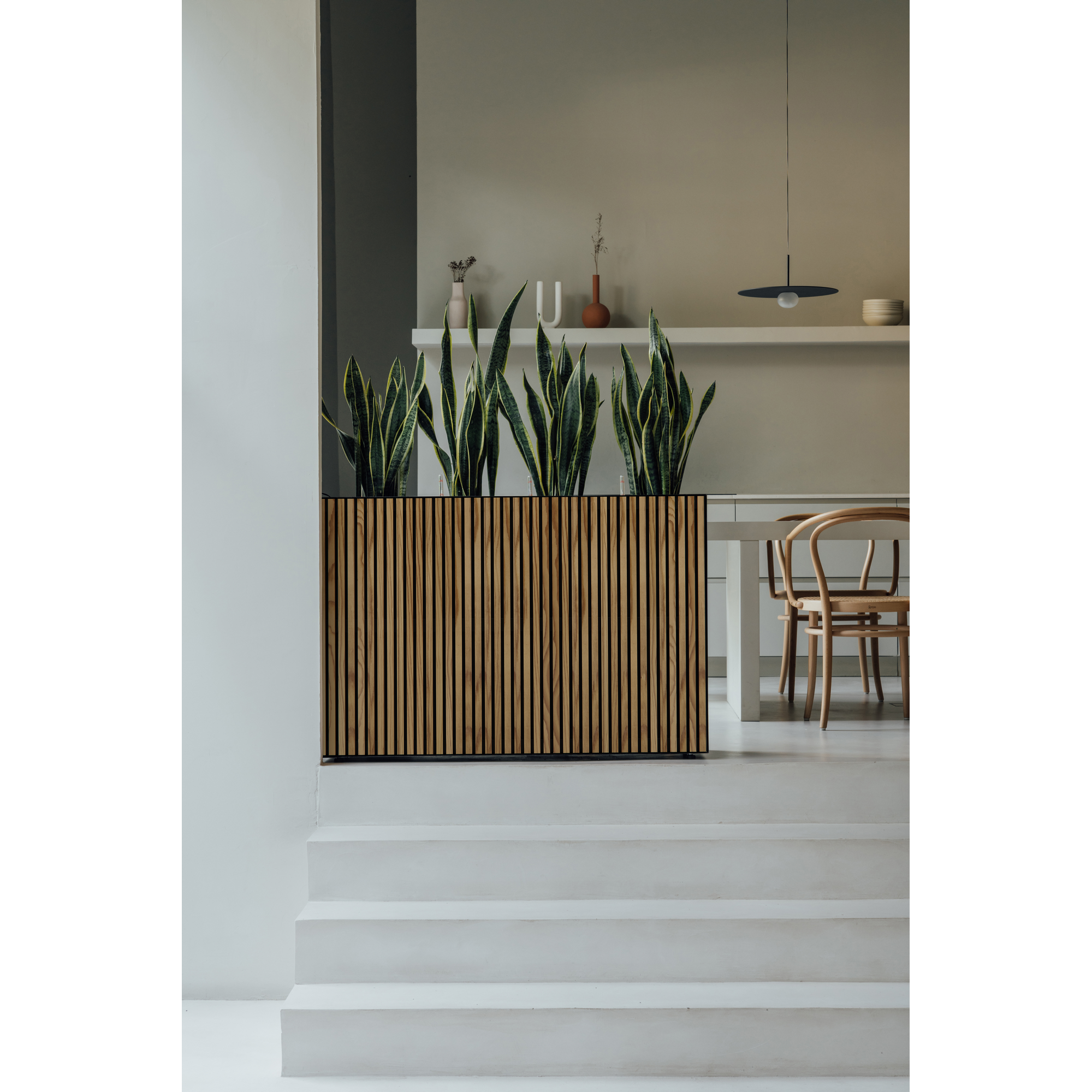 Pflanzkübel 'Deco Planter Divider L' schwarz/naturfarben 120 x 32 x 40 cm