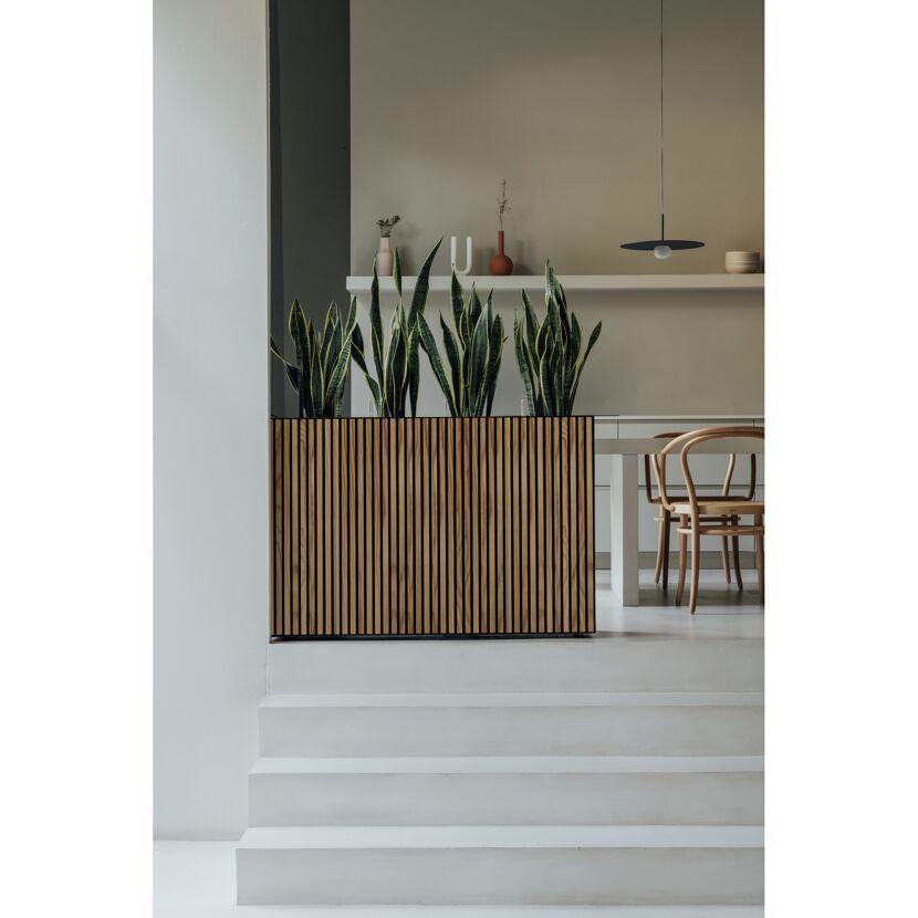 Pflanzkübel 'Deco Planter Divider L' schwarz/naturfarben 120 x 32 x 40 cm