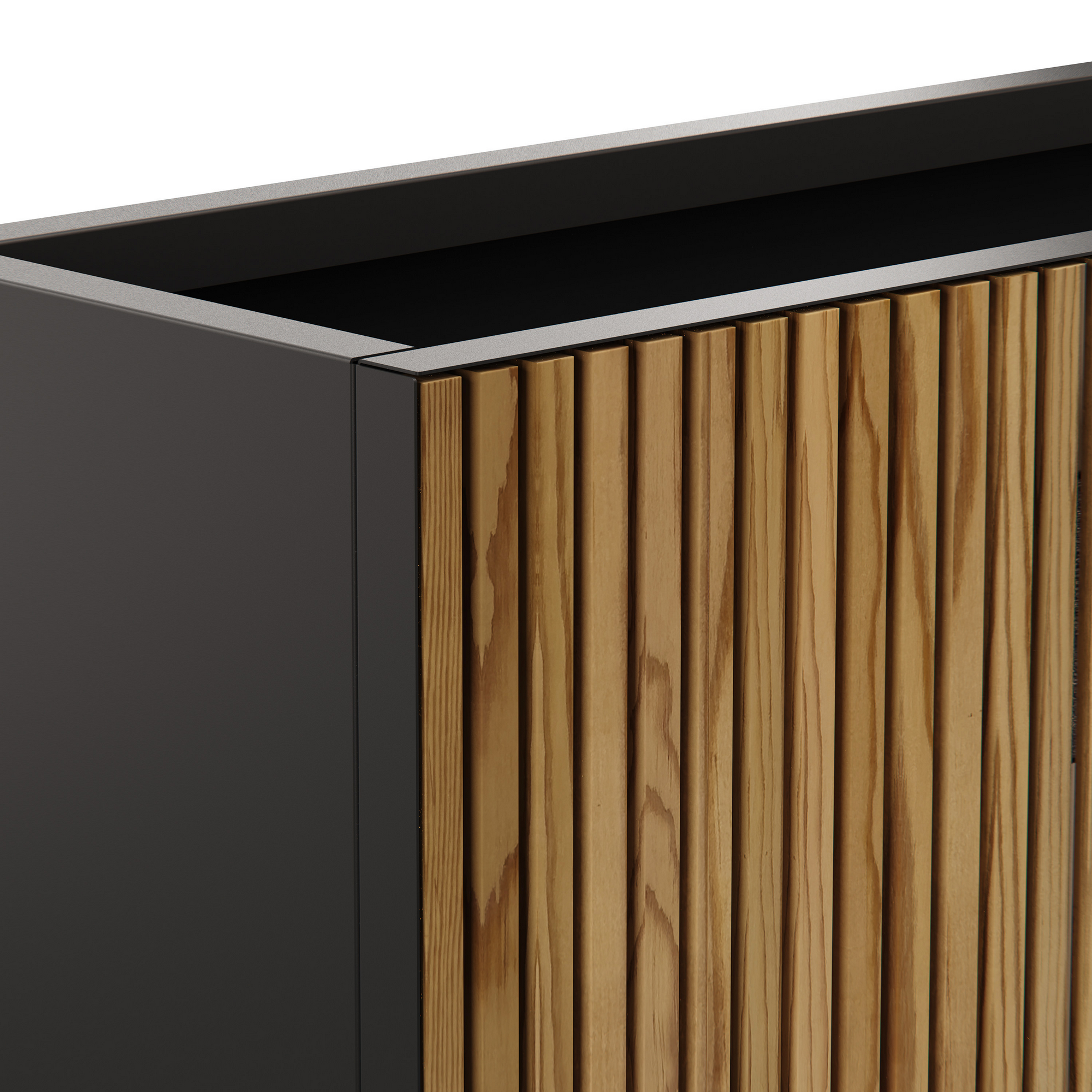 Pflanzkübel 'Deco Planter Divider L' schwarz/naturfarben 120 x 32 x 40 cm