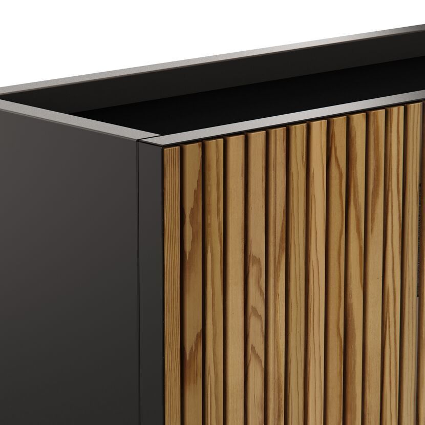 Pflanzkübel 'Deco Planter Divider L' schwarz/naturfarben 120 x 32 x 40 cm