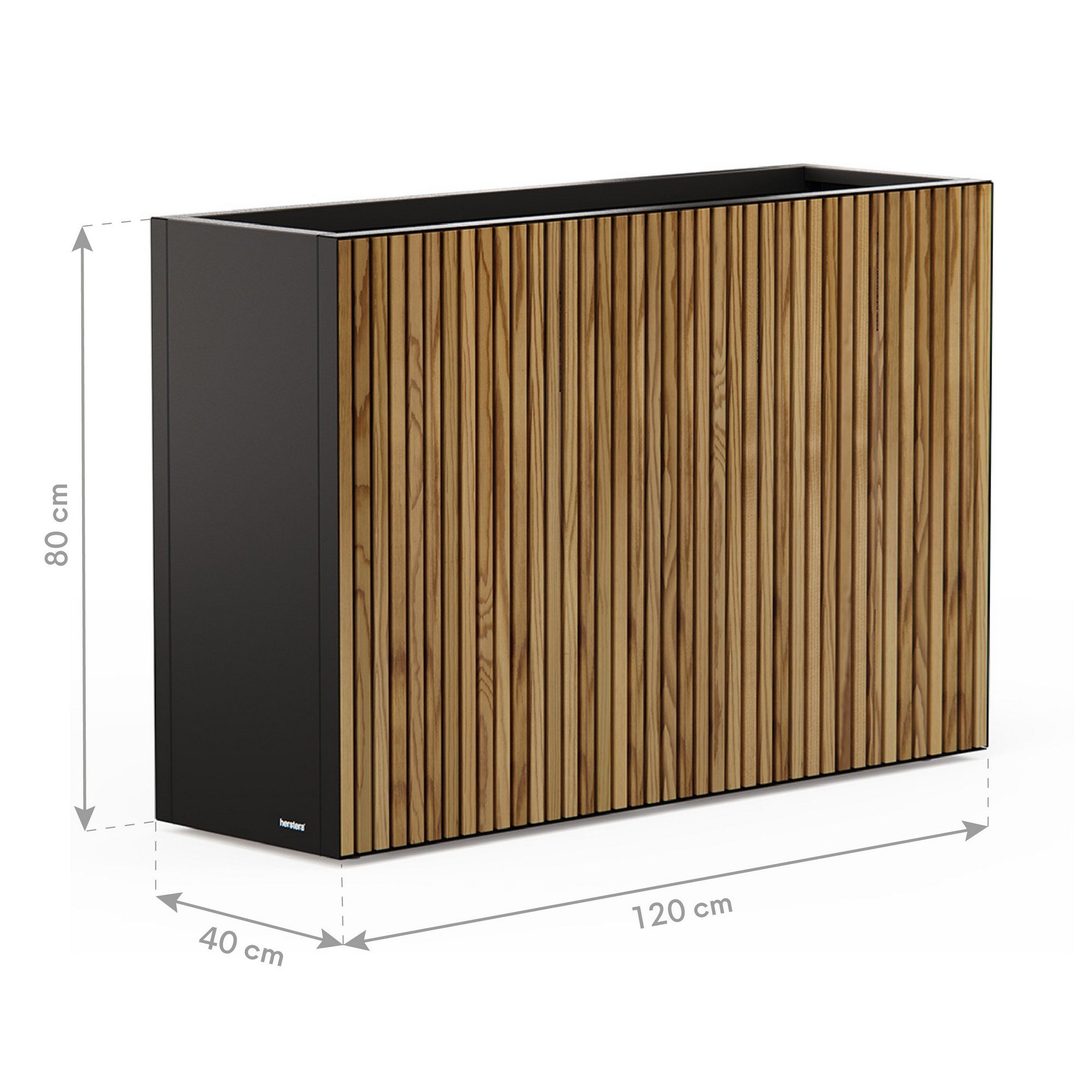 Pflanzkübel 'Deco Planter Divider L' schwarz/naturfarben 120 x 32 x 40 cm