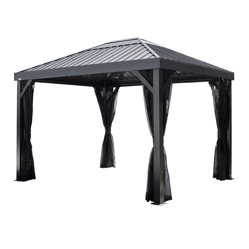 Pavillon 'Kiruna 1012' anthrazit 363 x 298 x 298 cm, mit Moskitonetz
