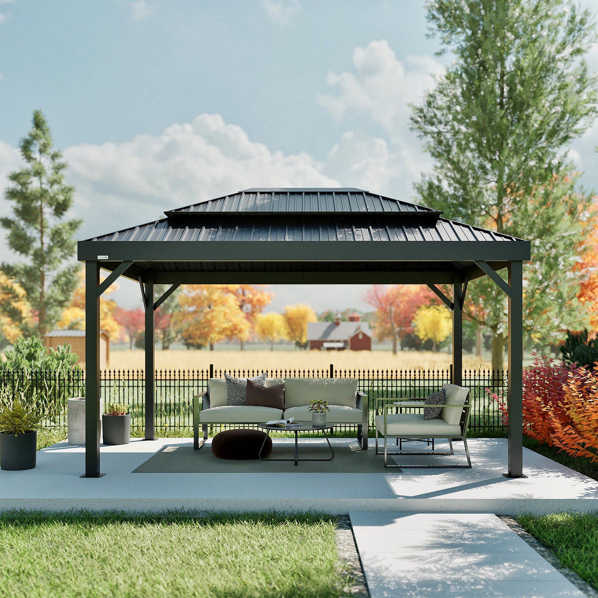 Pavillon 'London' schwarz 423 x 298 x 310 cm, mit Moskitonetzen