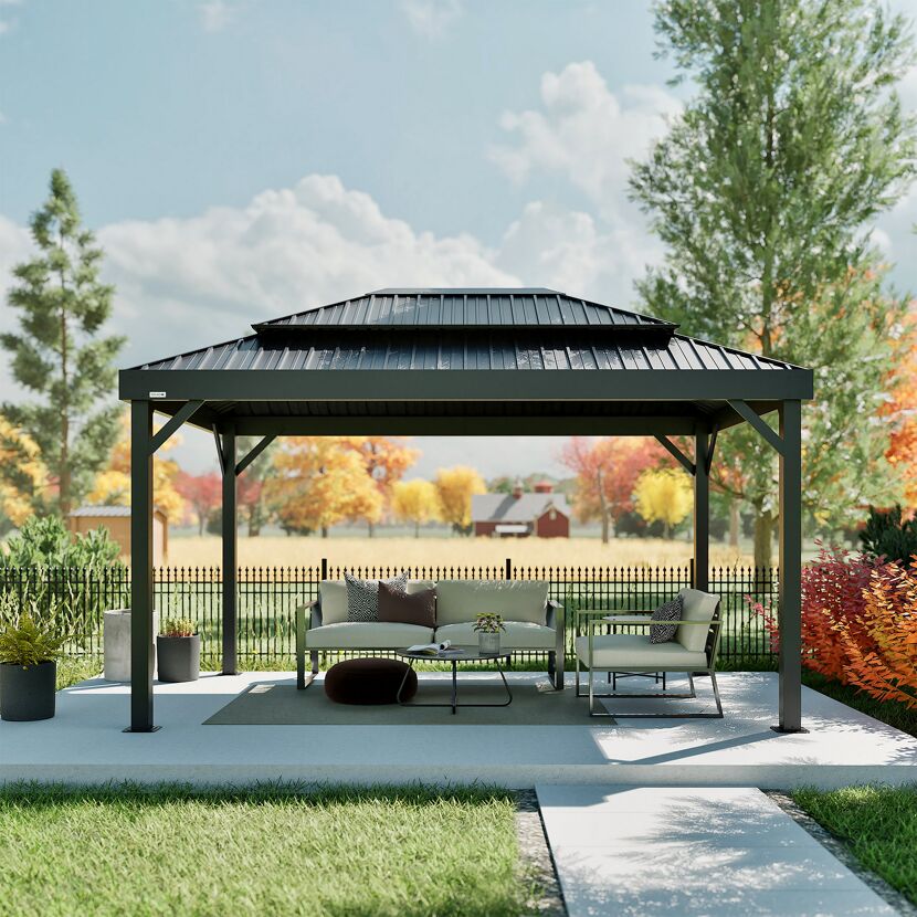 Pavillon 'London' schwarz 423 x 298 x 310 cm, mit Moskitonetzen