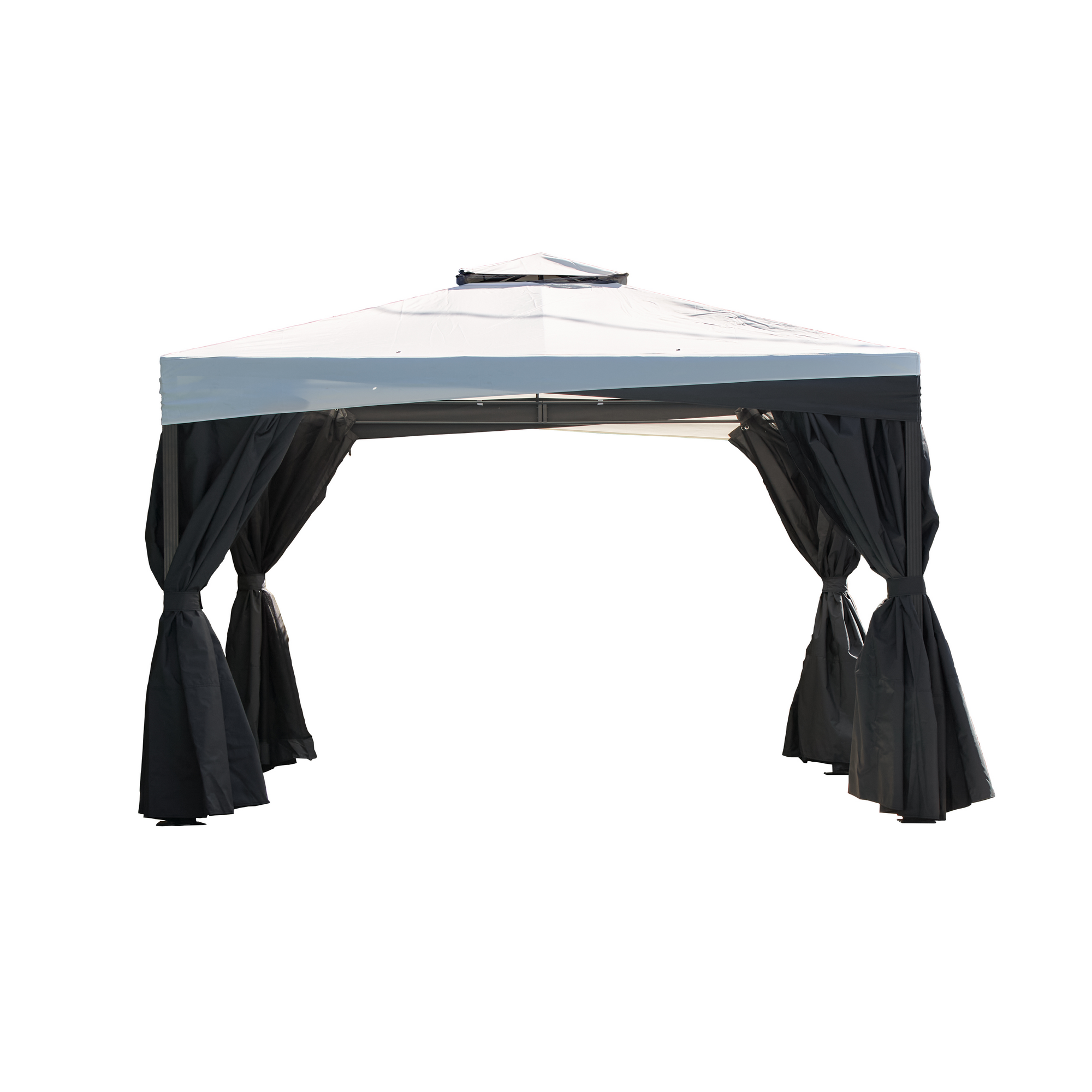 Pavillon 'Malta 1014' schwarz/grau 425 x 300 x 271 cm, mit Moskitonetzen und Vorhangset