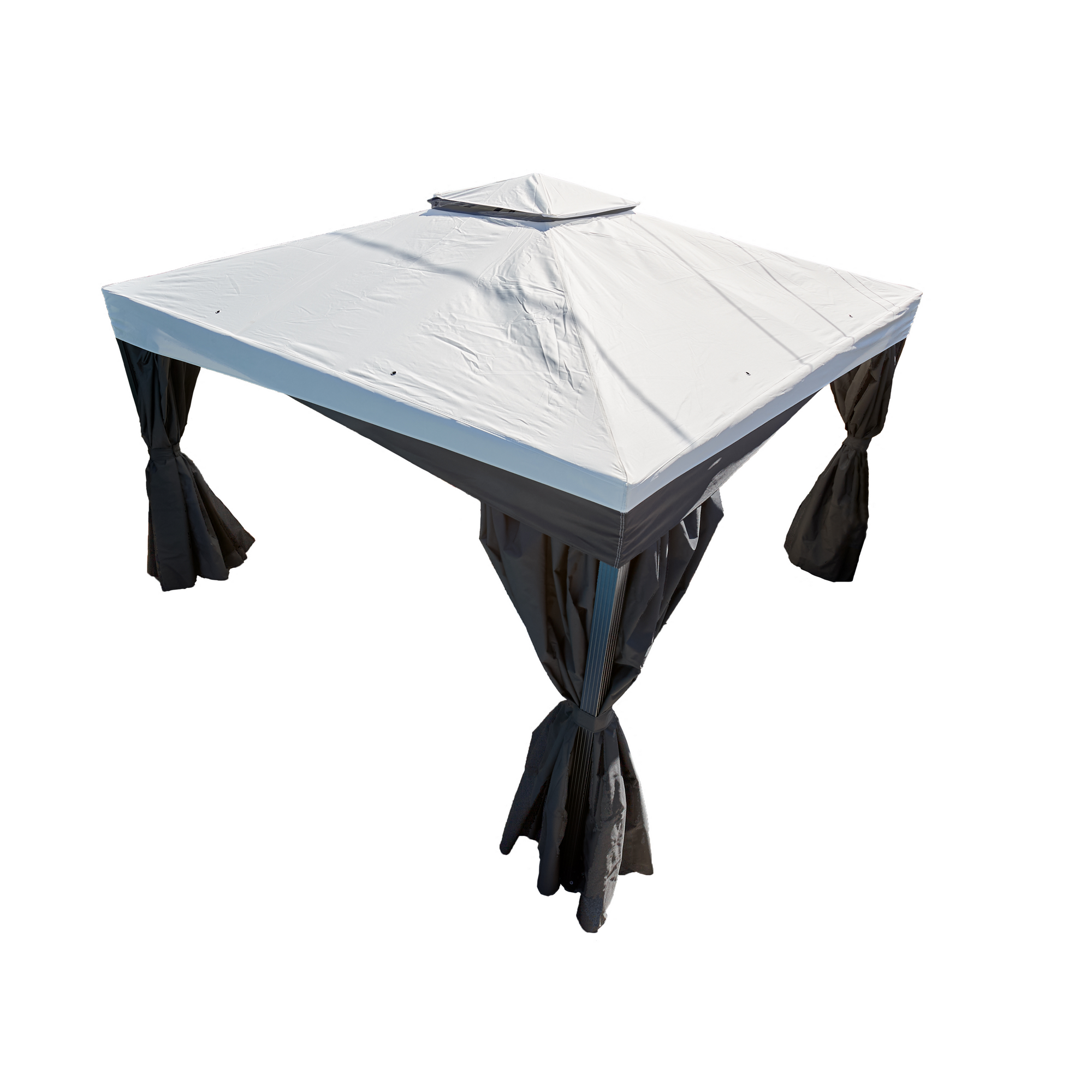 Pavillon 'Malta 1014' schwarz/grau 425 x 300 x 271 cm, mit Moskitonetzen und Vorhangset